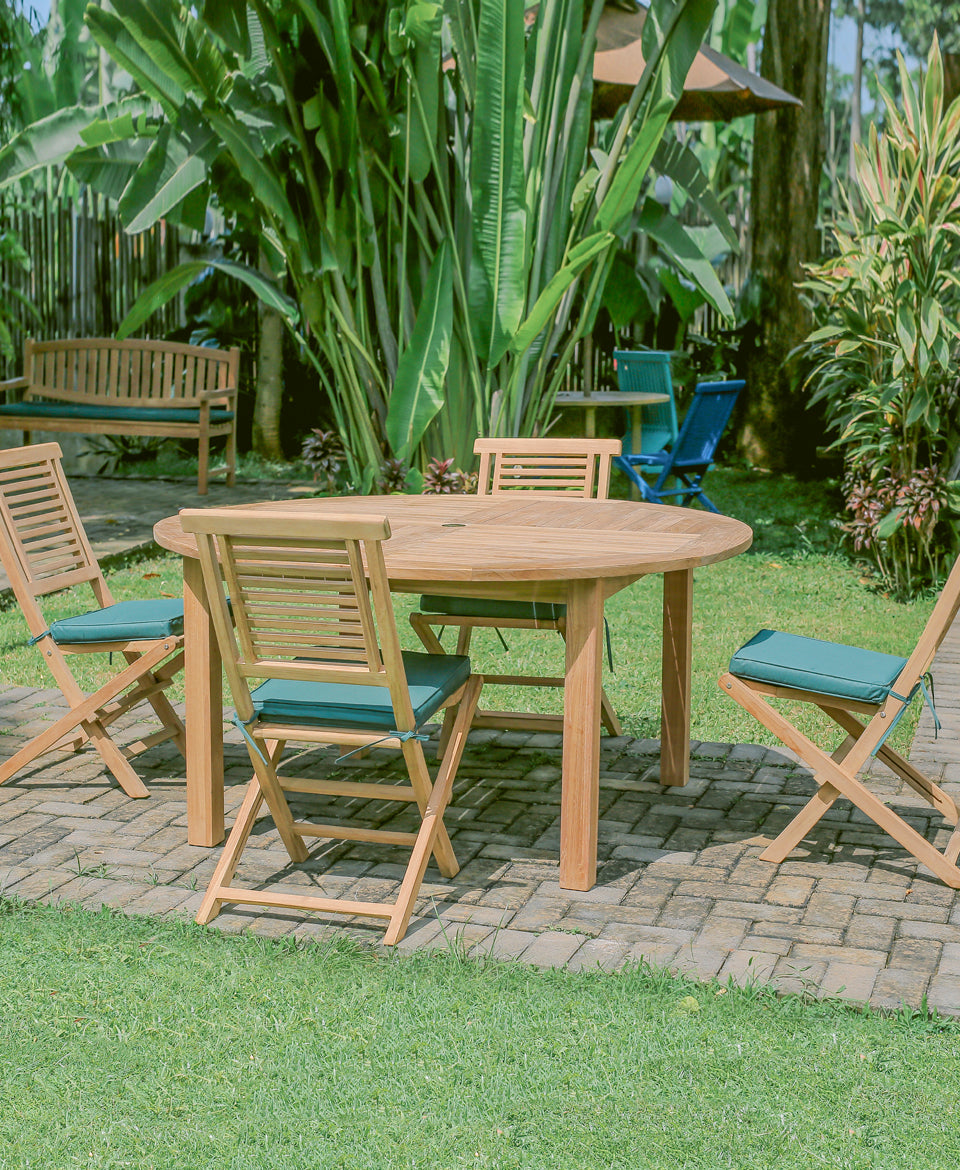 Teak Doncaster 6 Seater Round 1.5m with Belgrave Stacking Chairs/Hanton Chairs & Hanton Arm Chairs  (Garden / Outdoor Dining Set)
