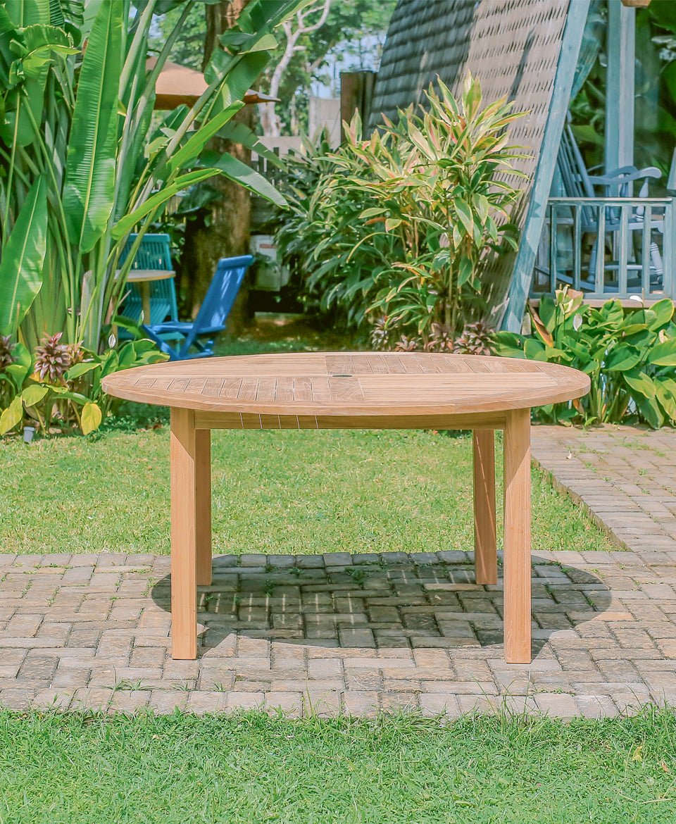 Teak Doncaster 6 Seater Round 1.5m with Belgrave Stacking Chairs/Hanton Chairs & Hanton Arm Chairs  (Garden / Outdoor Dining Set)