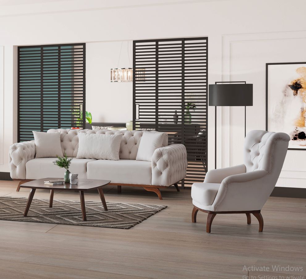 Chesterfield Sofa Set (Cream)