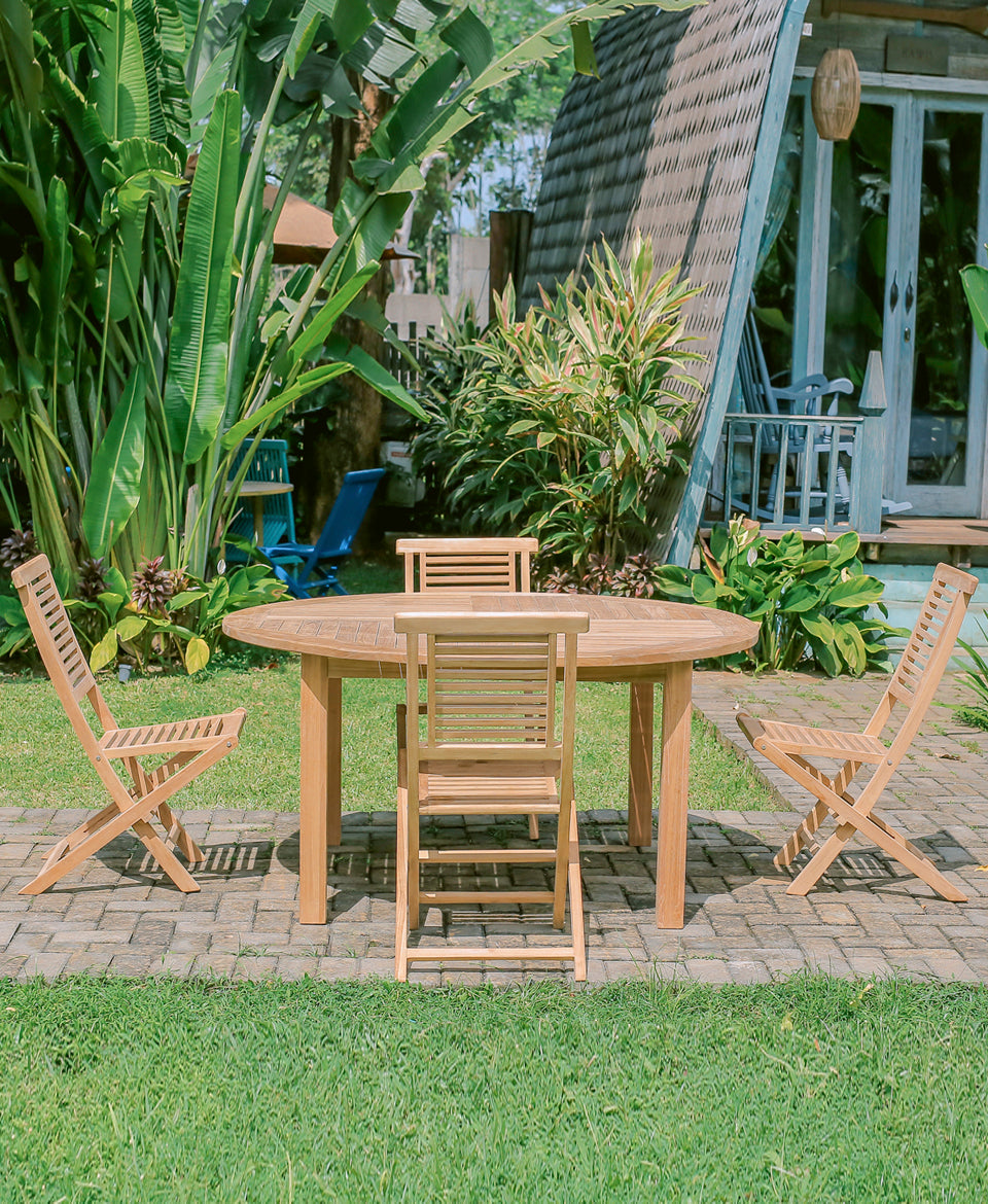 Teak Doncaster 6 Seater Round 1.5m with Belgrave Stacking Chairs/Hanton Chairs & Hanton Arm Chairs  (Garden / Outdoor Dining Set)