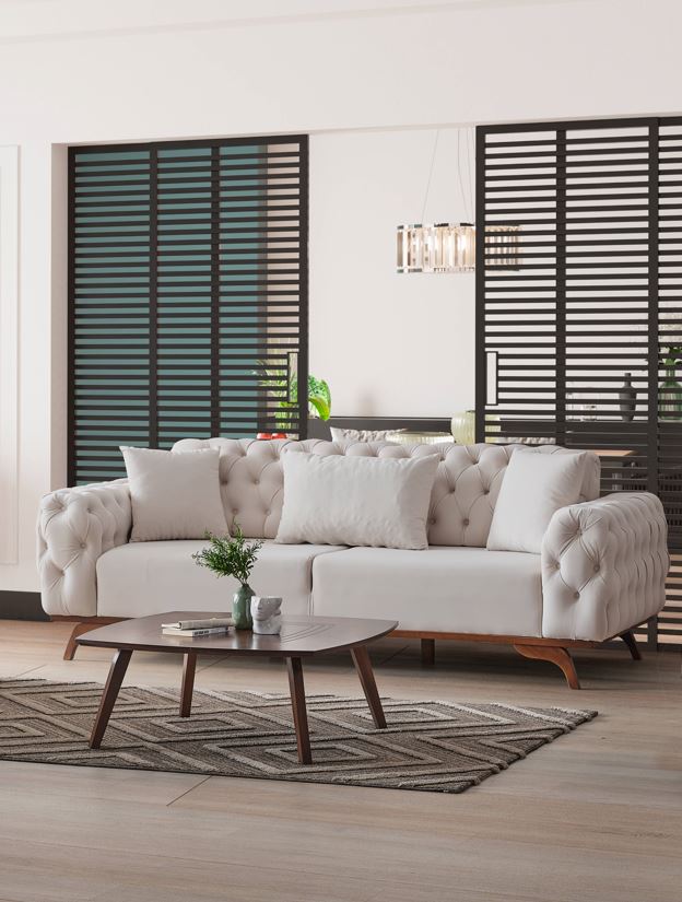 Chesterfield Sofa Set (Cream)