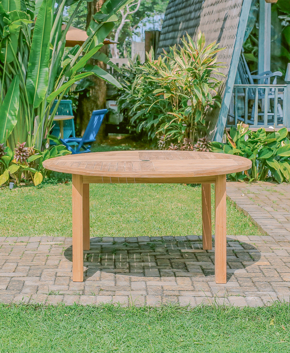 Teak Doncaster 6 Seater Round 1.5m with Belgrave Stacking Chairs/Hanton Chairs & Hanton Arm Chairs  (Garden / Outdoor Dining Set)