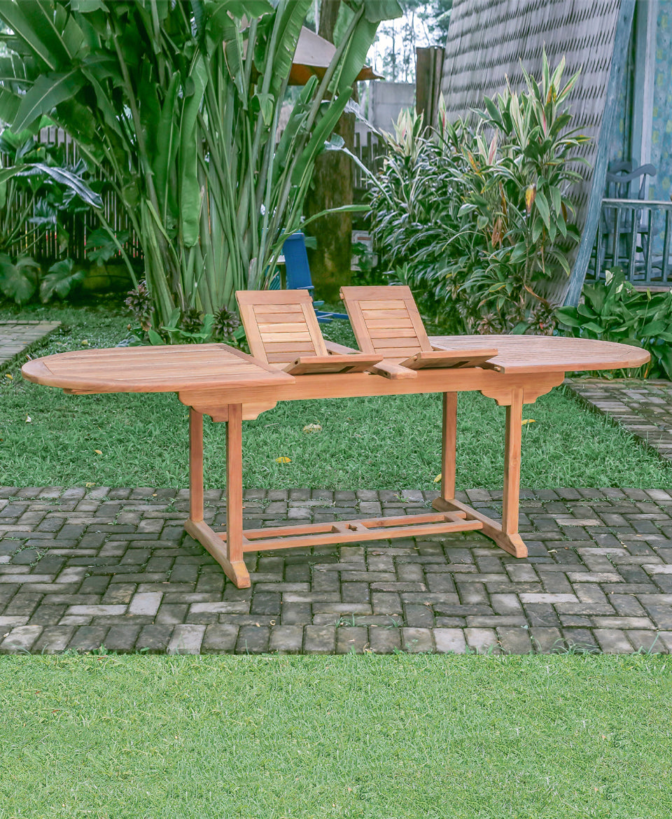 Teak Belgrave 10 Seater Extending Table 2m-3m (4cm Thick Top) with 10 Hanton Folding Chair  (Garden / Outdoor Dining Set)