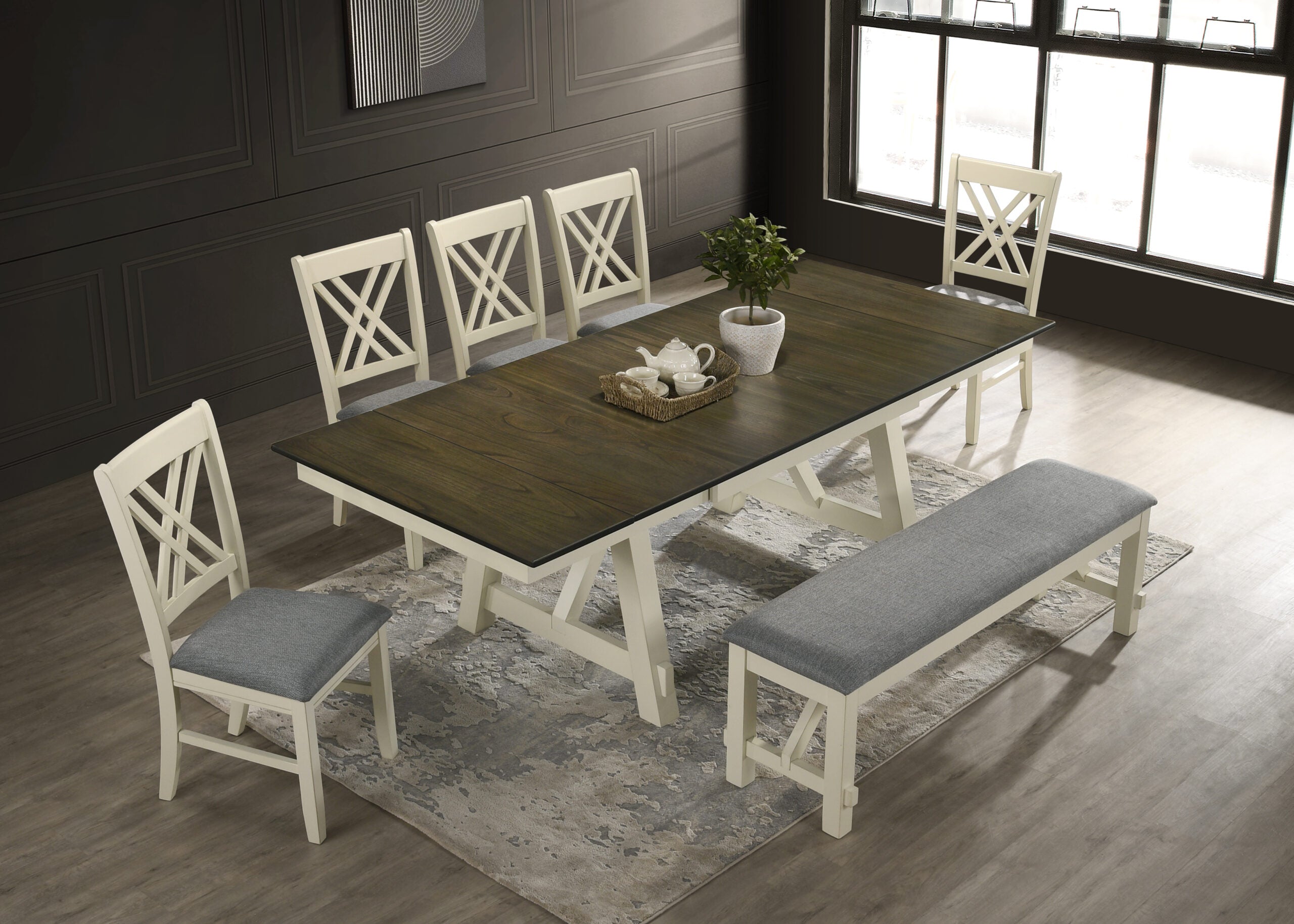 8 Seater Hamilton Wooden Dining Extendable Table 1.96m to 2.40m Set