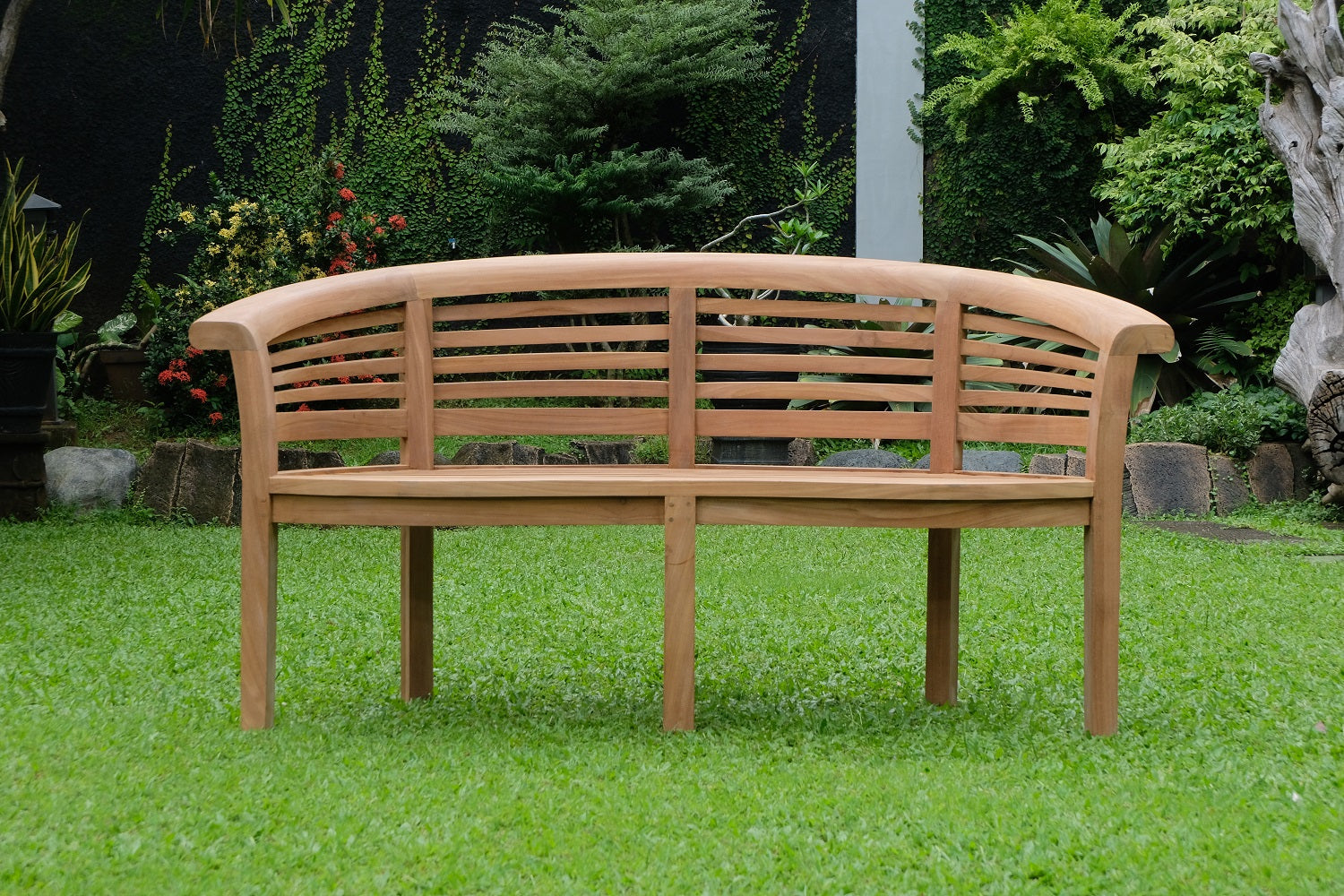 Banana Extra Thick Teak Garden Bench Horizontal Slats, 1.67m ( Outdoor / Patio Bench)