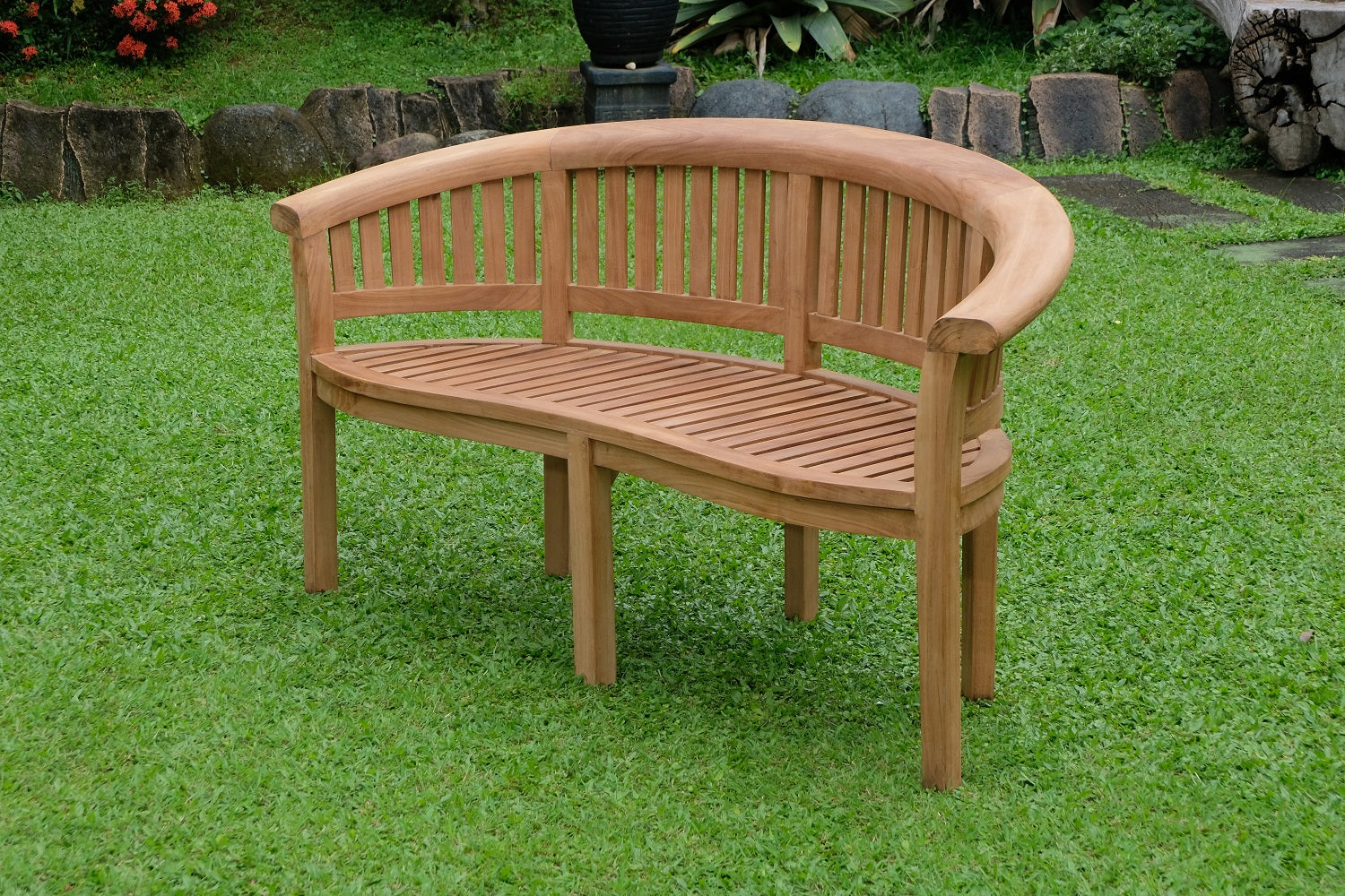 Banana Extra Thick Teak Garden Bench Vertical Slats, 1.67m