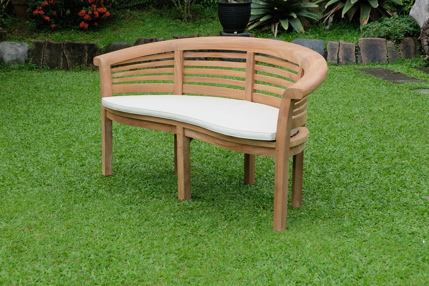 Banana Extra Thick Teak Garden Bench Horizontal Slats, 1.67m ( Outdoor / Patio Bench)