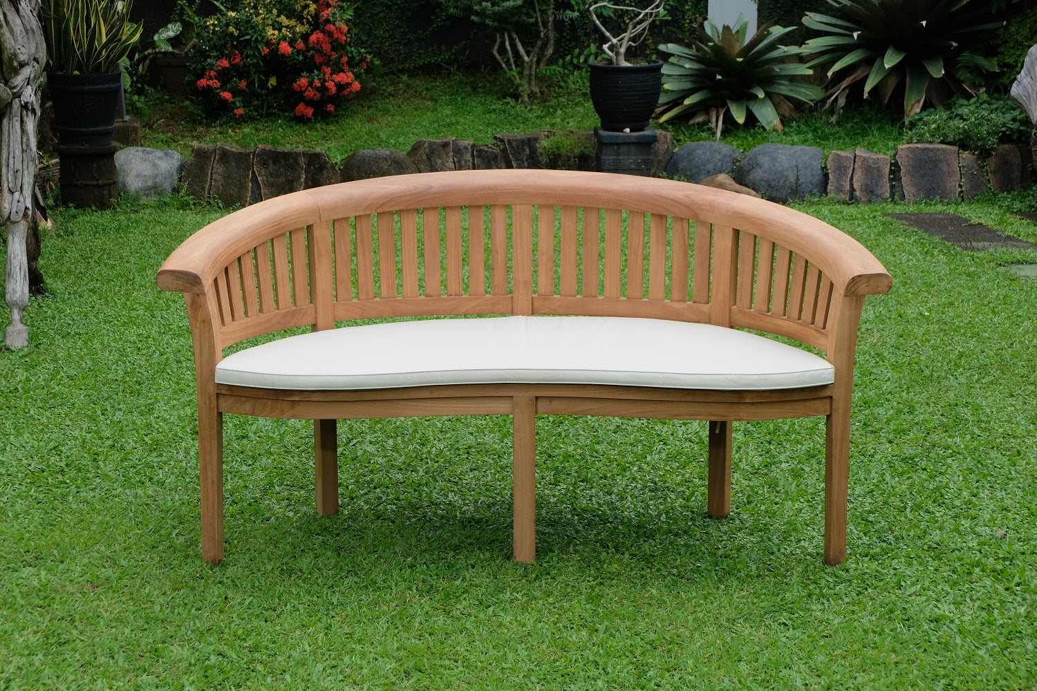 Banana Extra Thick Teak Garden Bench Vertical Slats, 1.67m