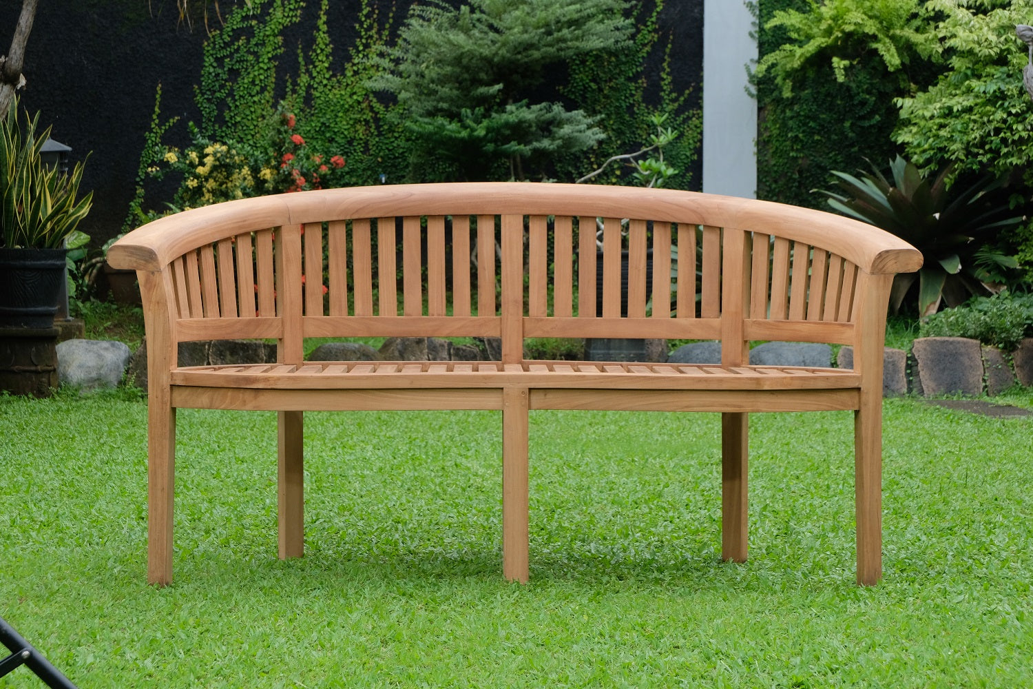 Banana Extra Thick Teak Garden Bench Vertical Slats, 1.67m