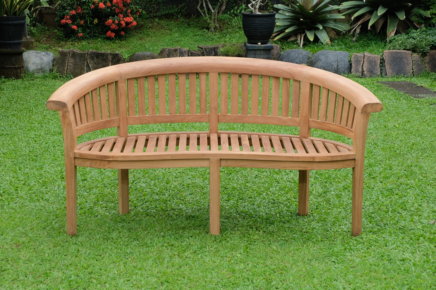 Banana Extra Thick Teak Garden Bench Vertical Slats, 1.67m