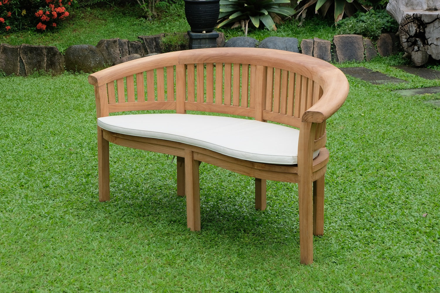 Banana Extra Thick Teak Garden Bench Vertical Slats, 1.67m