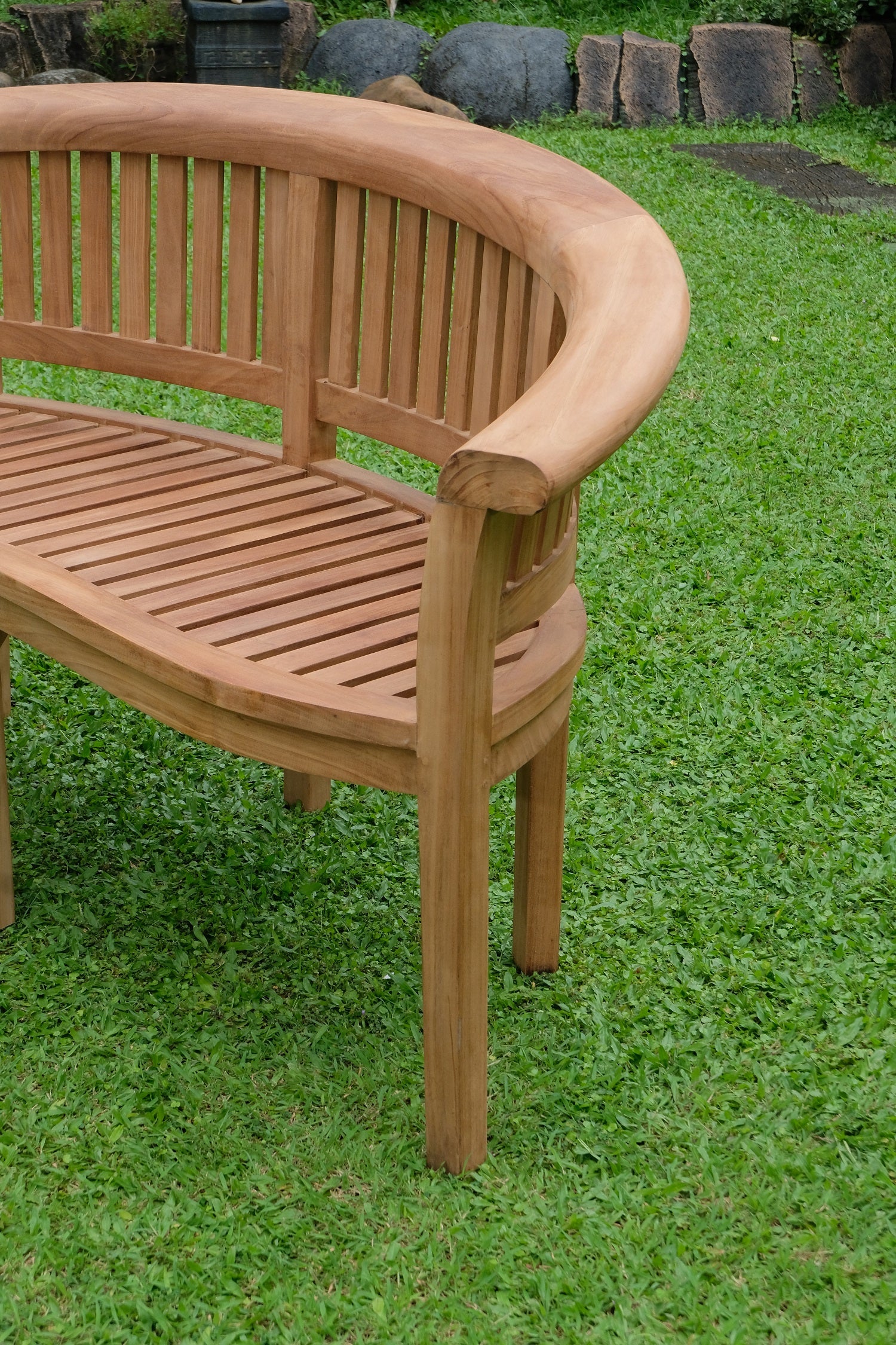 Banana Extra Thick Teak Garden Bench Vertical Slats, 1.67m