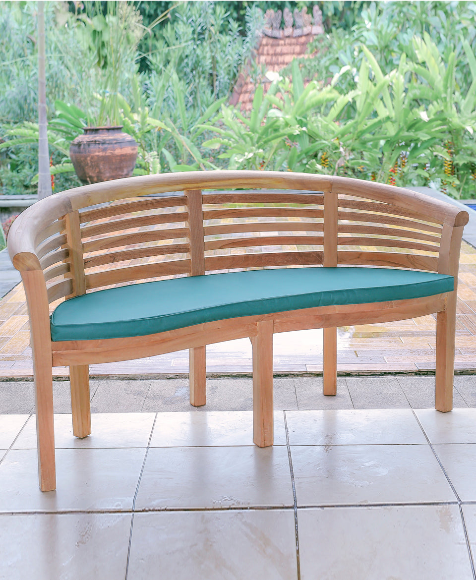 Banana Standard Teak Garden Bench Horizontal Slats, 1.6m