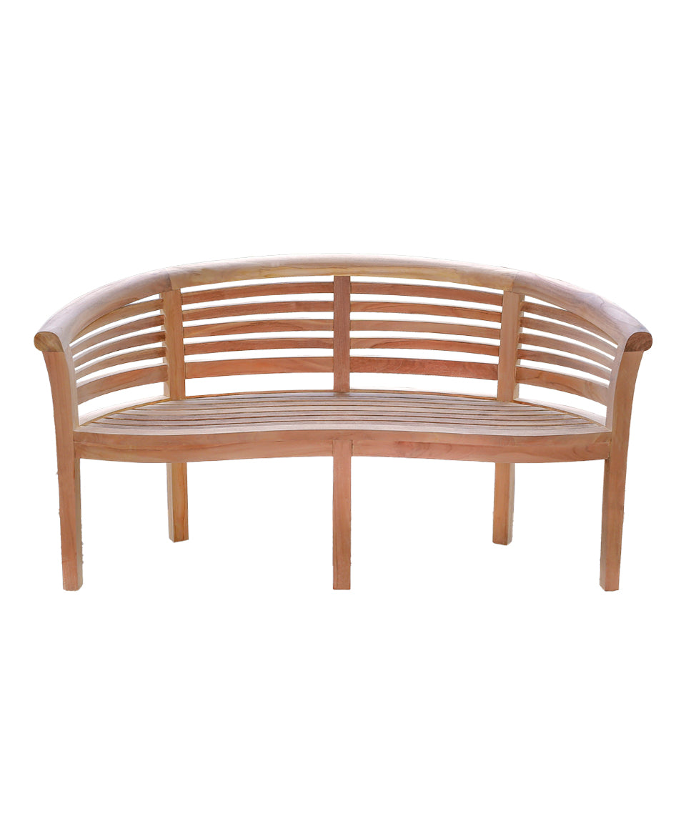 Banana Standard Teak Garden Bench Horizontal Slats, 1.6m