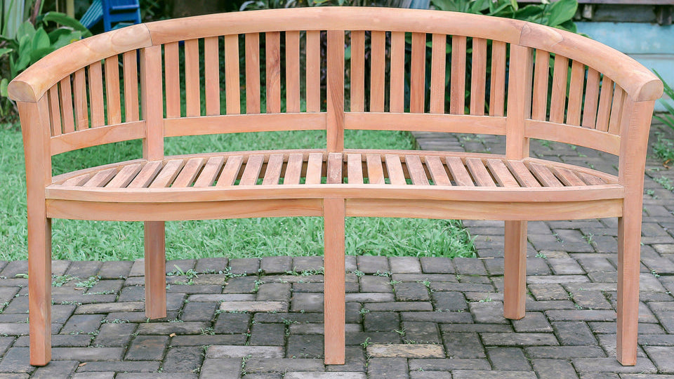 Banana Standard Teak Garden Bench Vertical Slats, 1.6m ( Outdoor / Patio Bench)