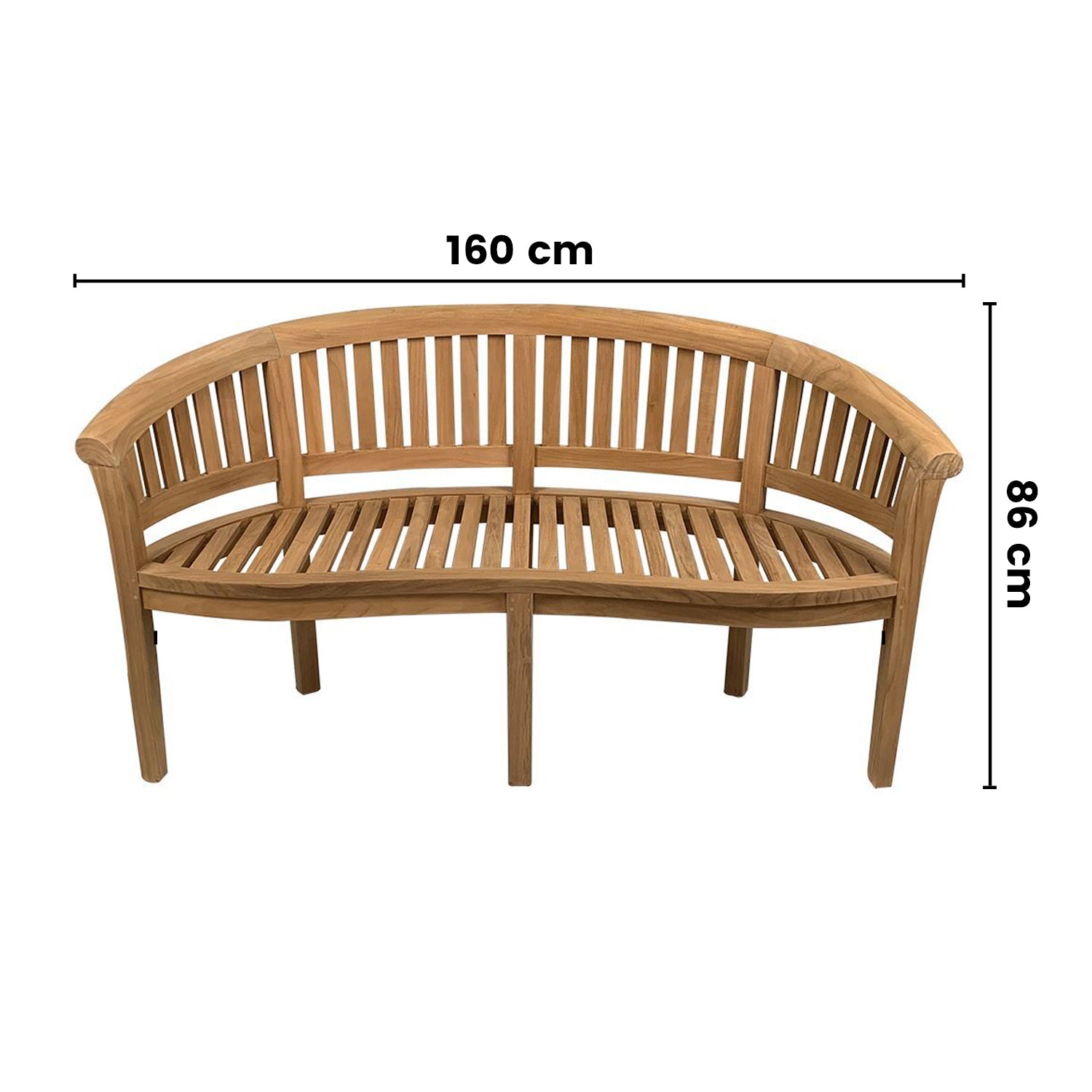 Banana Standard Teak Garden Bench Vertical Slats, 1.6m ( Outdoor / Patio Bench)