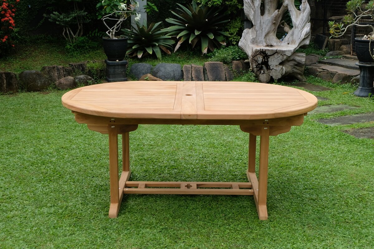 Teak Belgrave 8 Seater Extending Table 1.8m-2.4m (4cm Thick Top) with 8 Belgrave Stacking Chairs (Garden / Outdoor Dining Set)