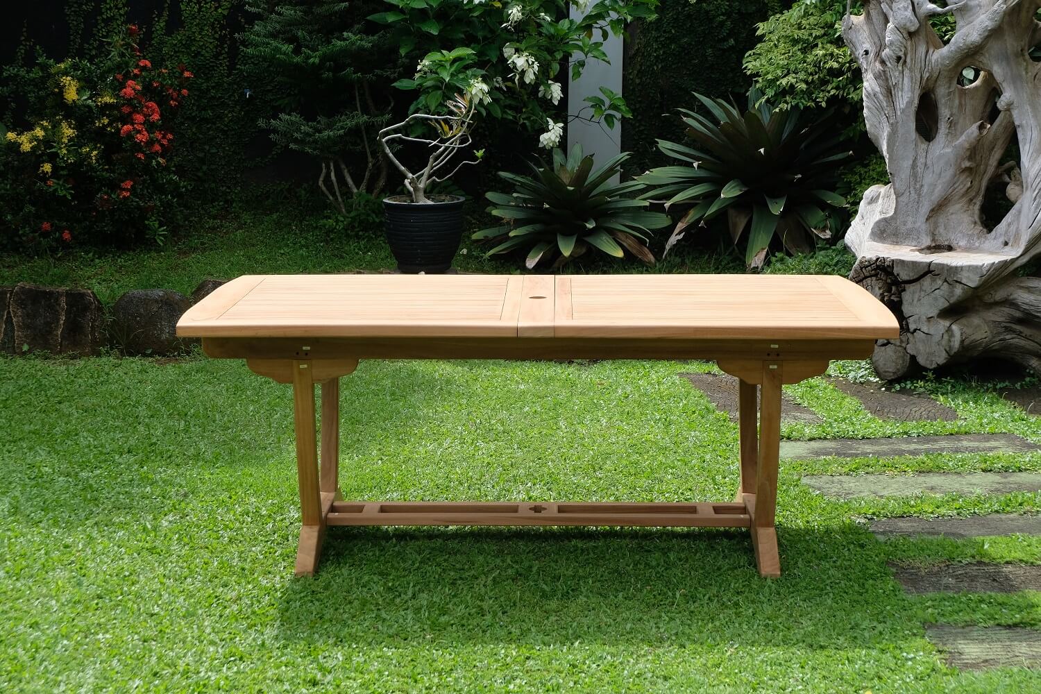 Teak Burnham 10 Seater Extending Table 2m-3m (4cm Thick Top)  with 10 Burnham Stacking Chairs (Garden / Outdoor Dining Set)