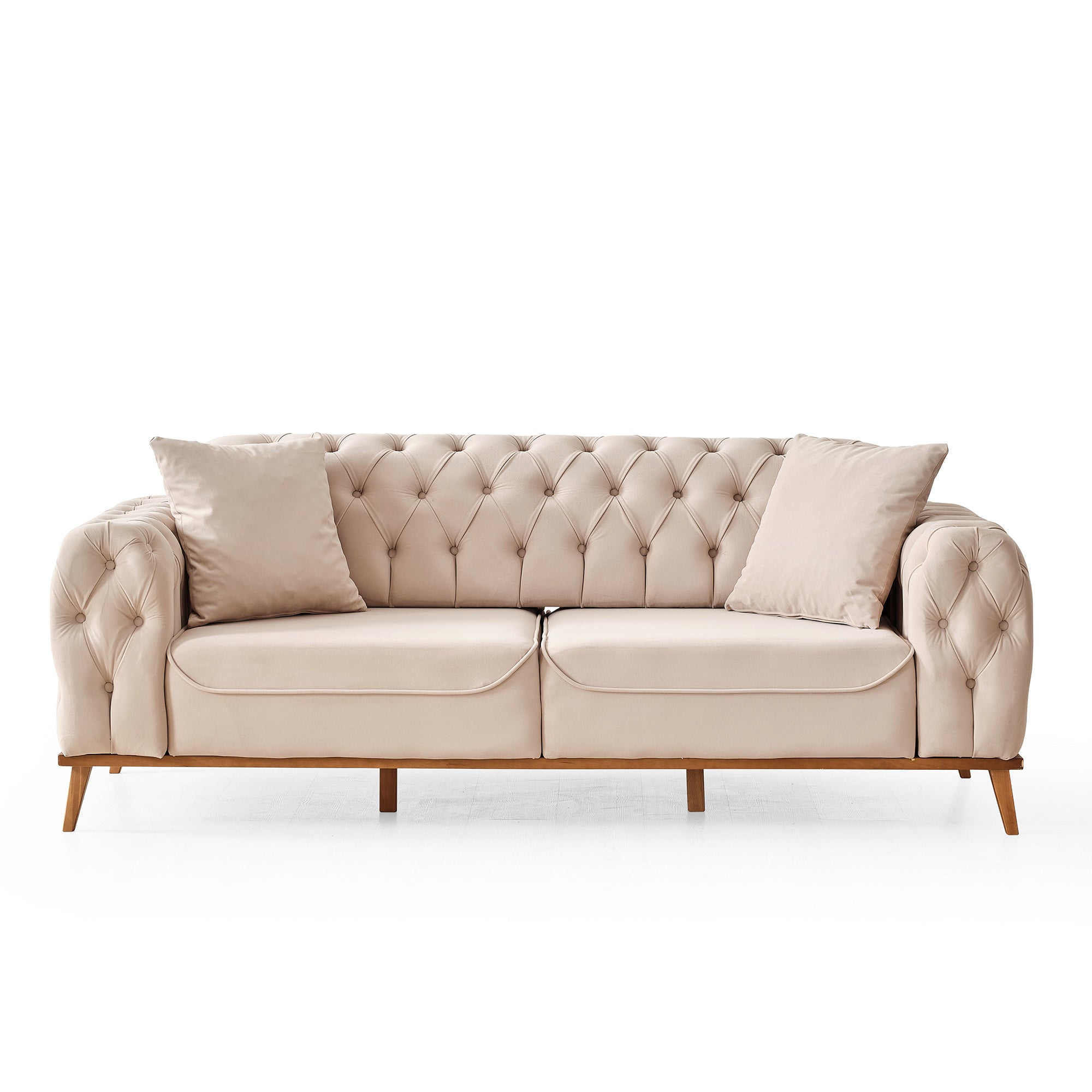 Chesterfield Sofa Set Velvet (Cream) 2 Seater