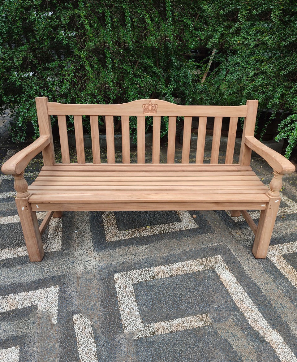 Crown 3 Seater Thick Teak Garden Bench, 1.5m