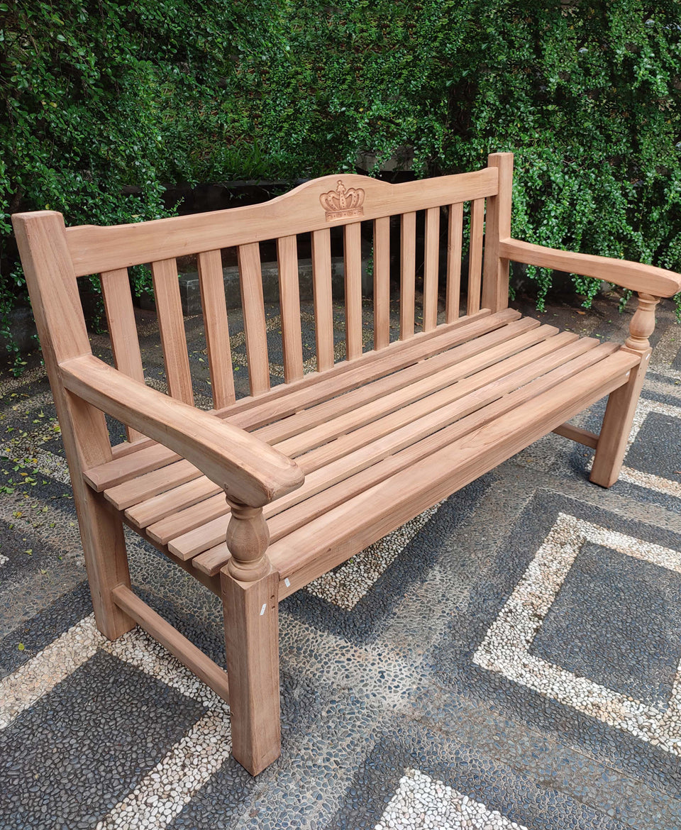 Crown 3 Seater Thick Teak Garden Bench, 1.5m
