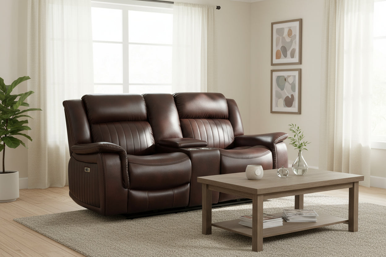 Halmstad Electric / Power Recliner Leather Sofa Set (Brown)