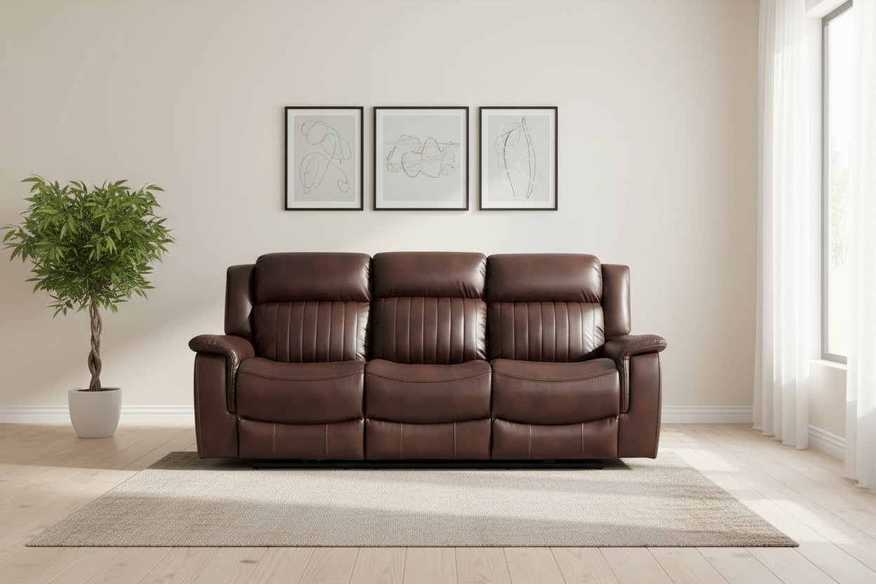 Halmstad Electric / Power Recliner Leather Sofa Set (Brown)