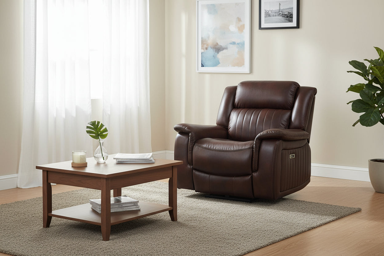 Halmstad Electric / Power Recliner Leather Sofa Set (Brown)
