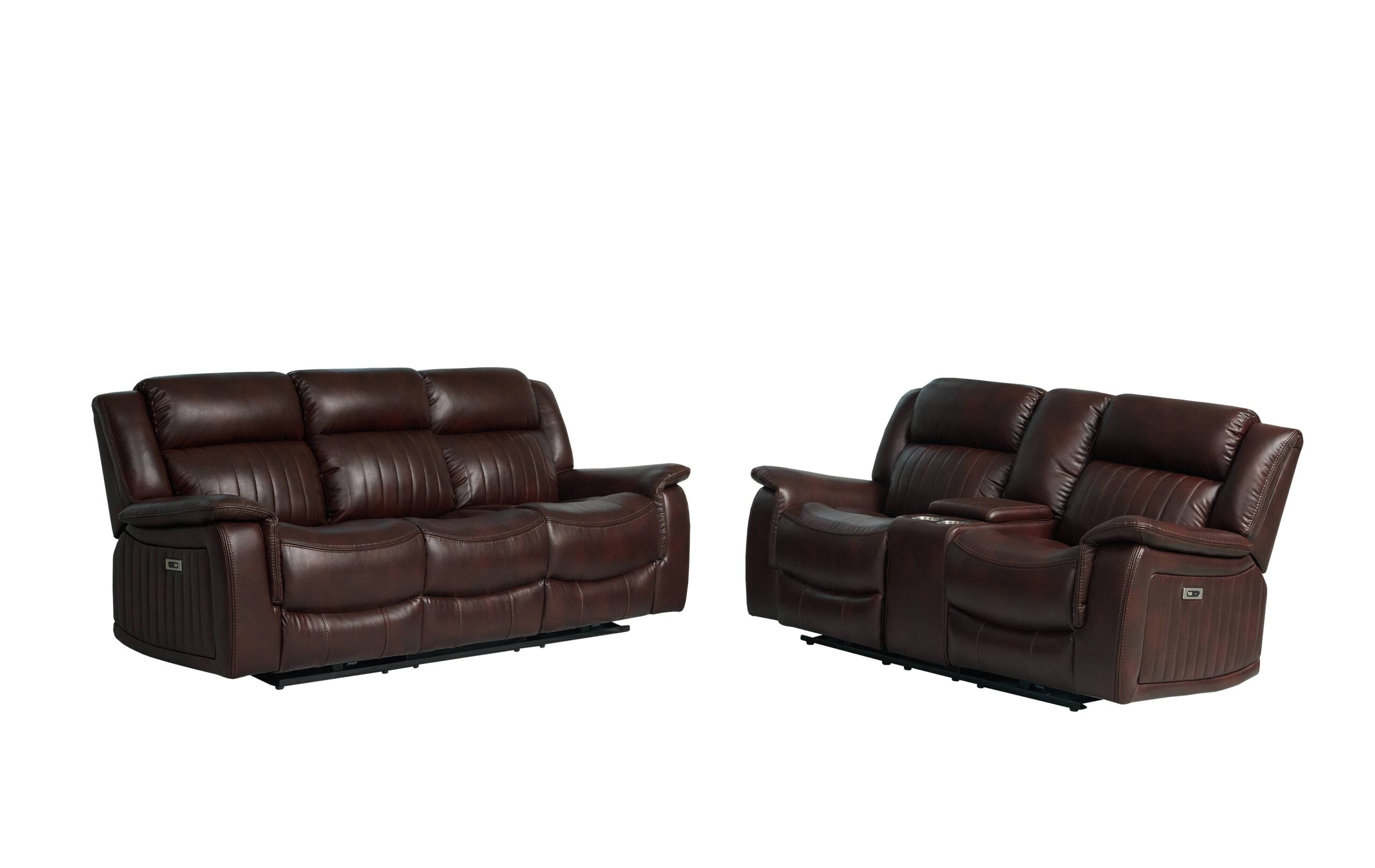Halmstad Electric / Power Recliner Leather Sofa Set (Brown)