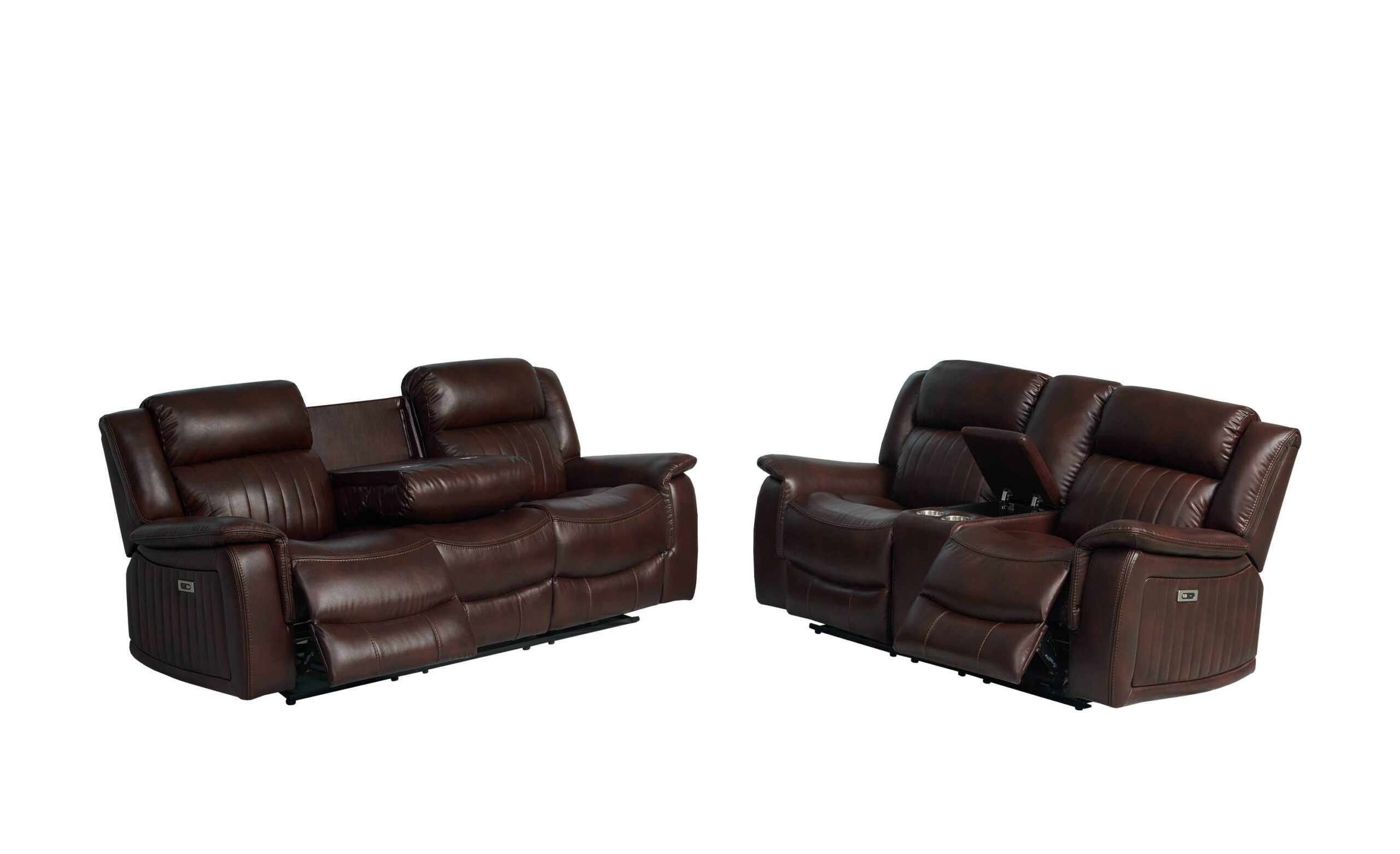 Halmstad Electric / Power Recliner Leather Sofa Set (Brown)