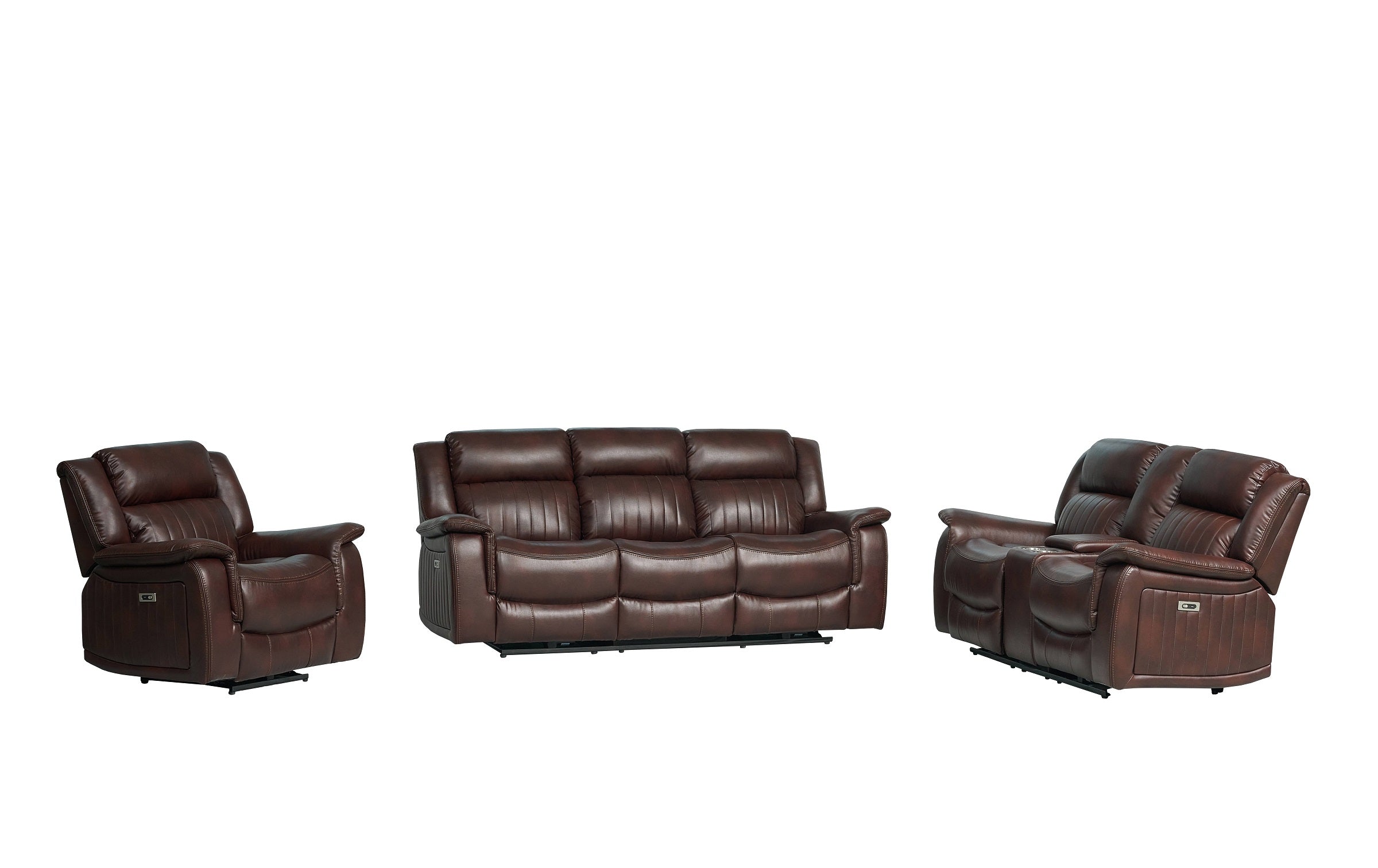 Halmstad Electric / Power Recliner Leather Sofa Set (Brown)