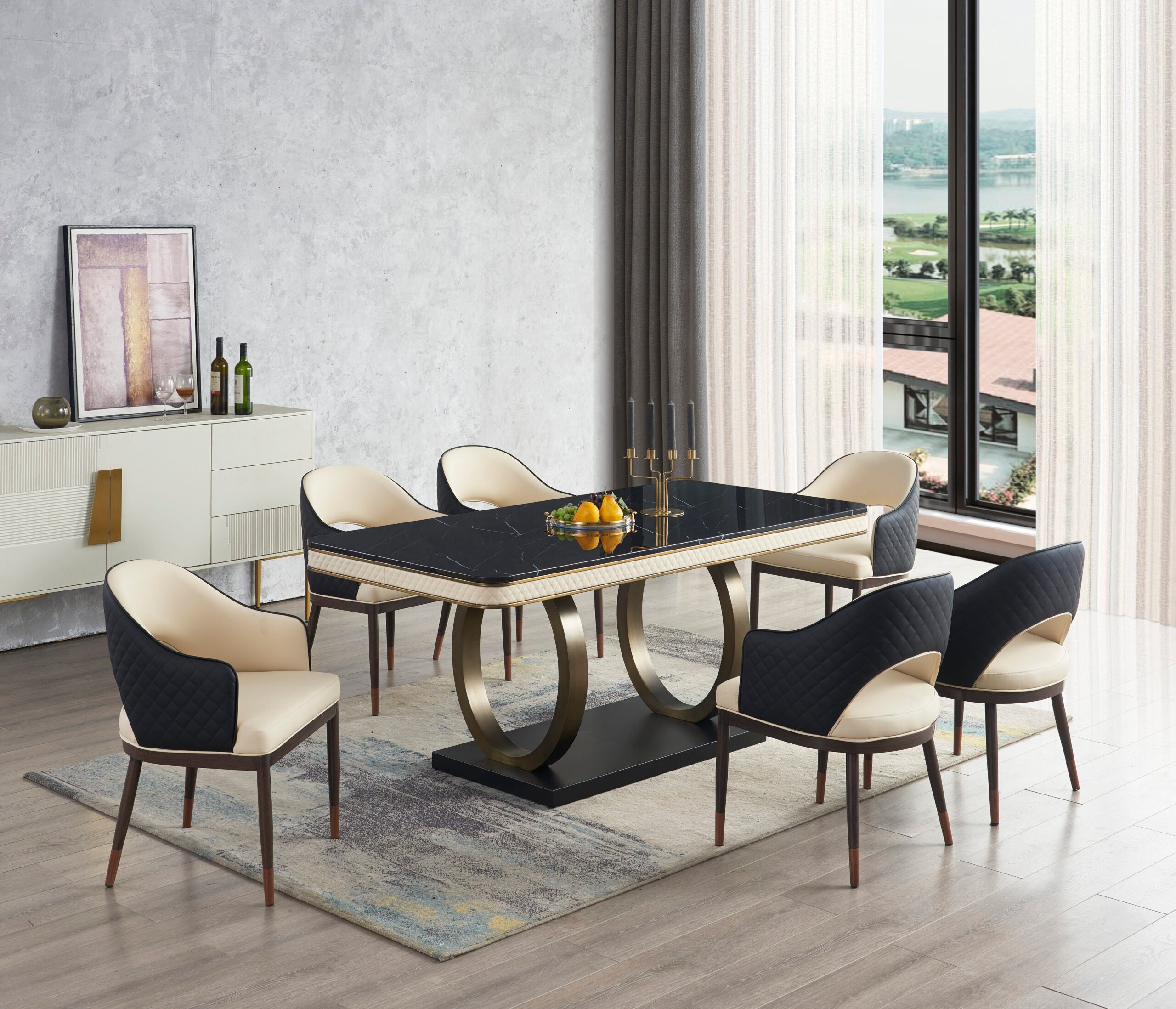 Hampton 8 Seater Rect Table 1.8m with 8 Florence Dining Chairs