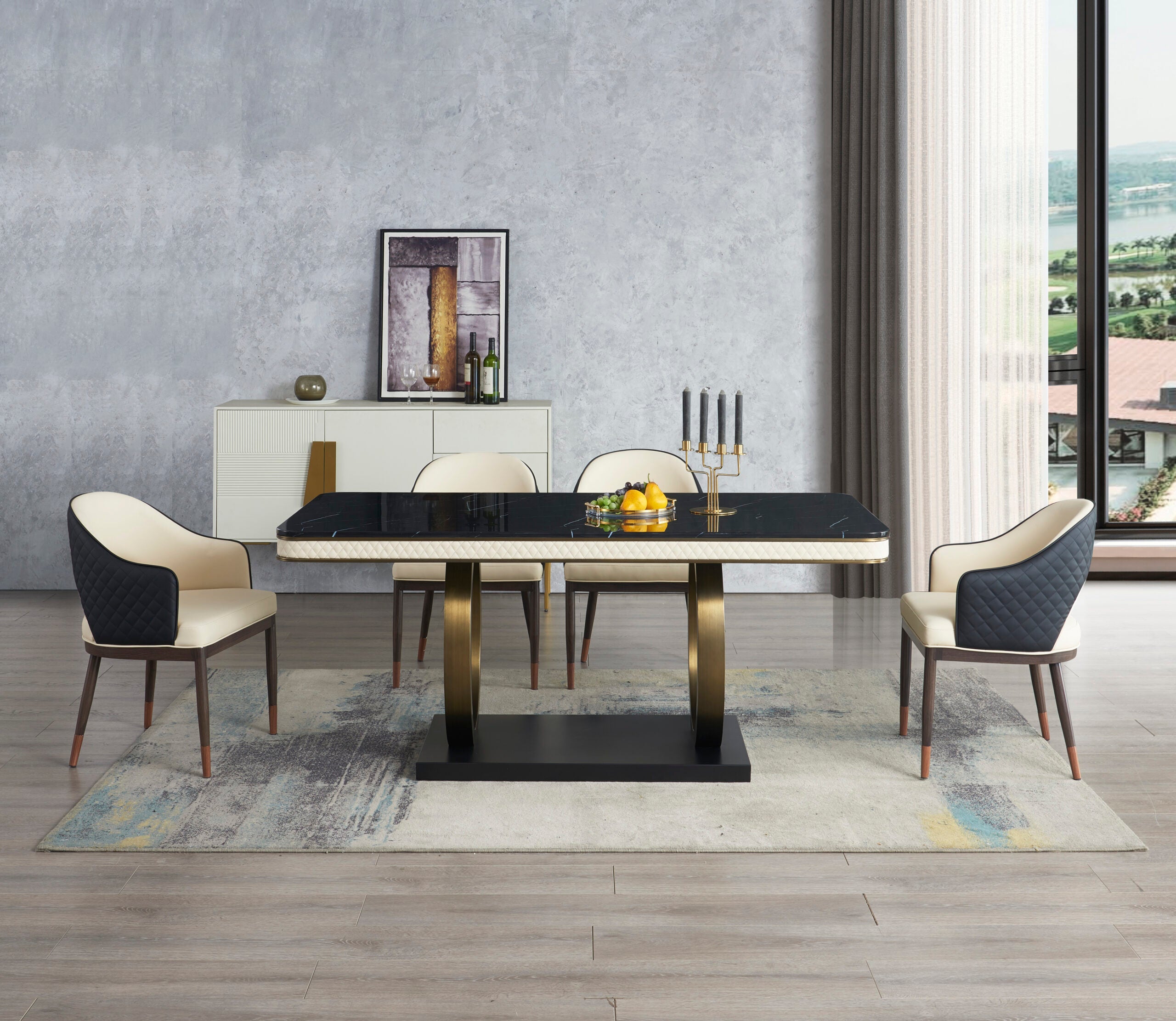 Hampton 6-8 Seater Rect Table 1.8m with Florence Dining Chairs
