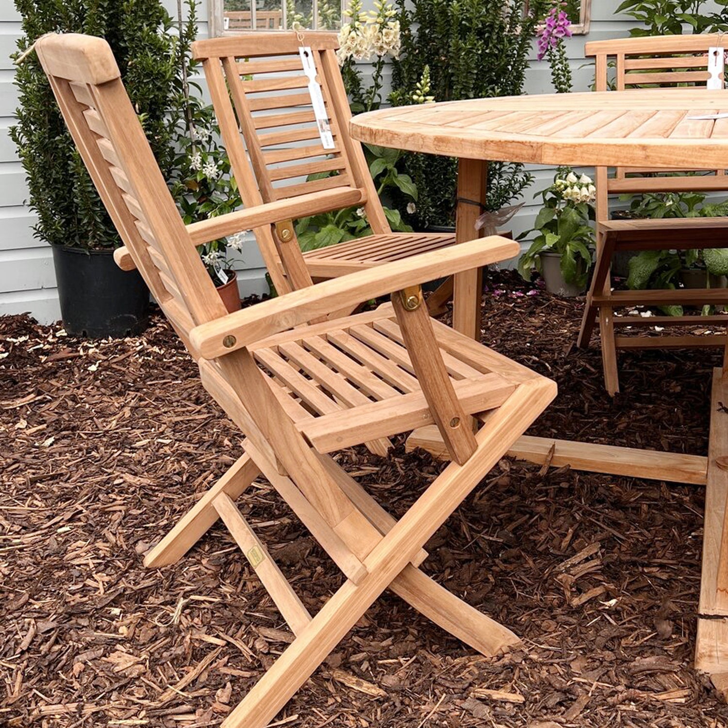 Hanton Teak Garden Folding Chair with Arm