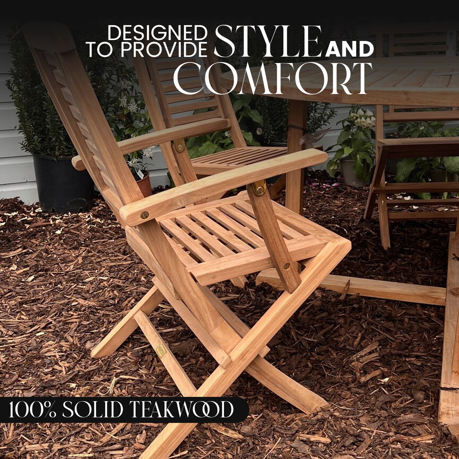 Hanton Teak Garden Folding Chair with Arm