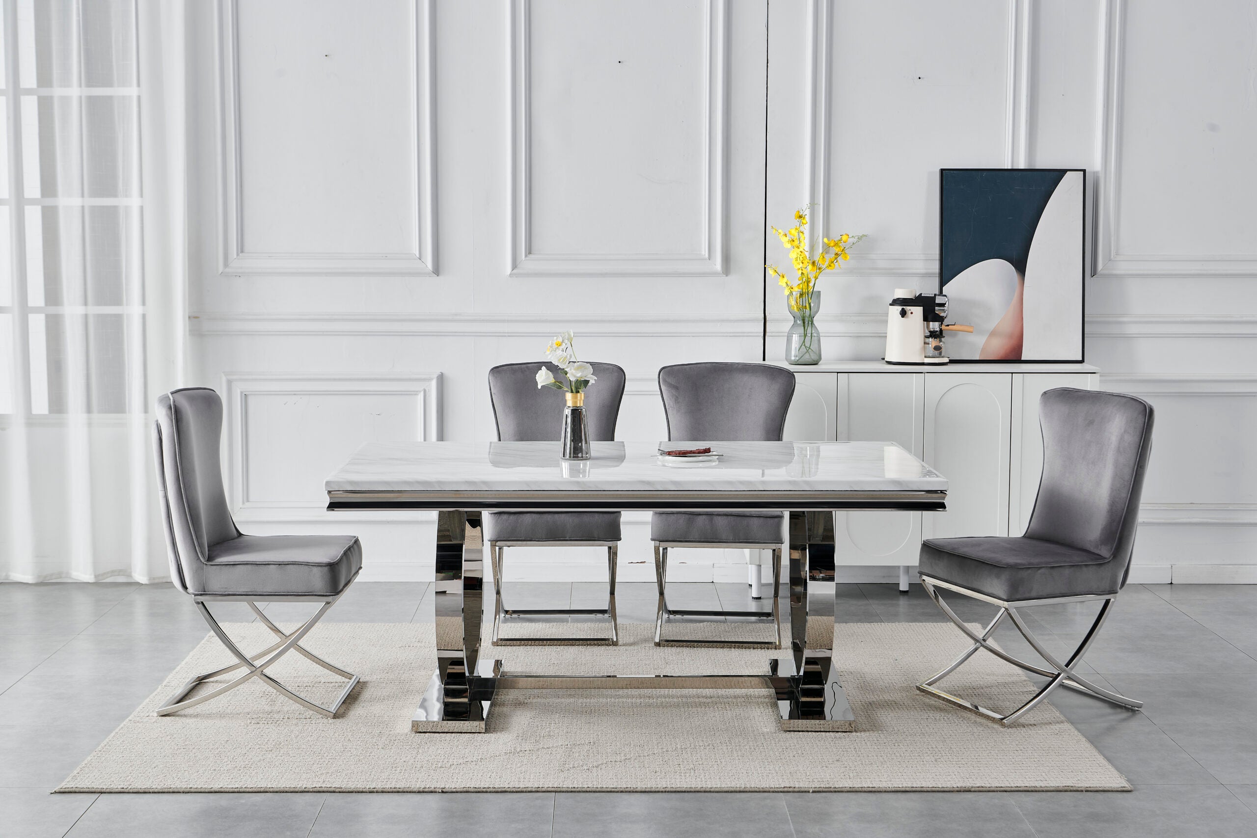 Jasper 6 Seater Rectangle Table 1.8m with 6 Halmstad Dining Chairs