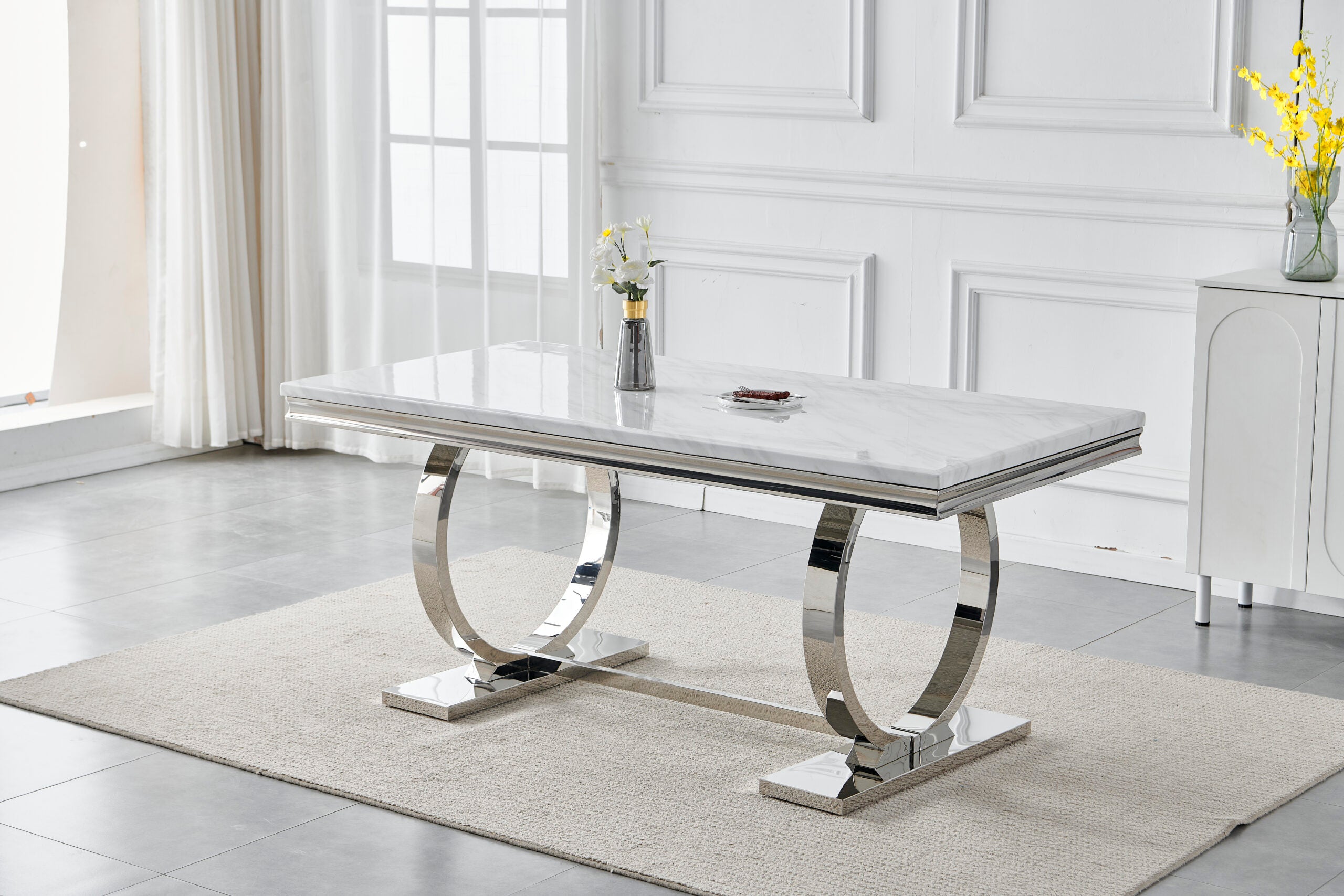 Jasper 8 Seater Rectangle Table 1.8m with 8 Halmstad Dining Chairs