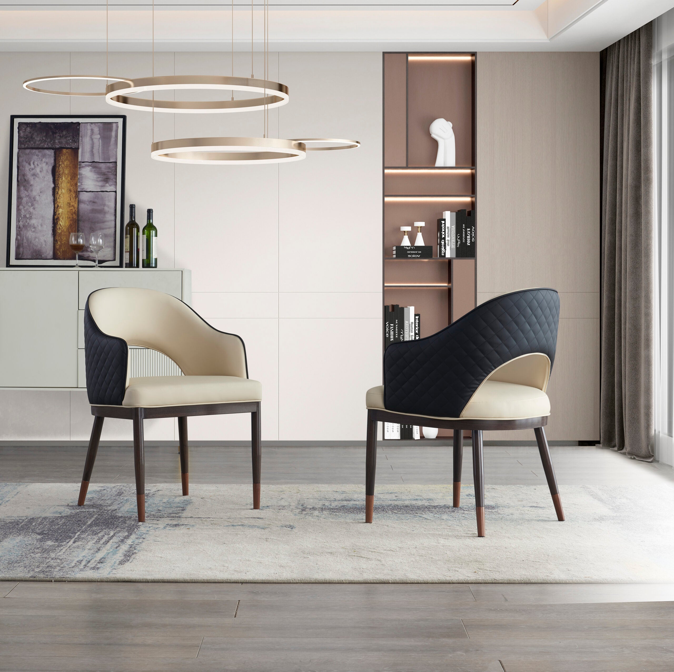 Marble Round Dining Table with Florence Dining Chairs