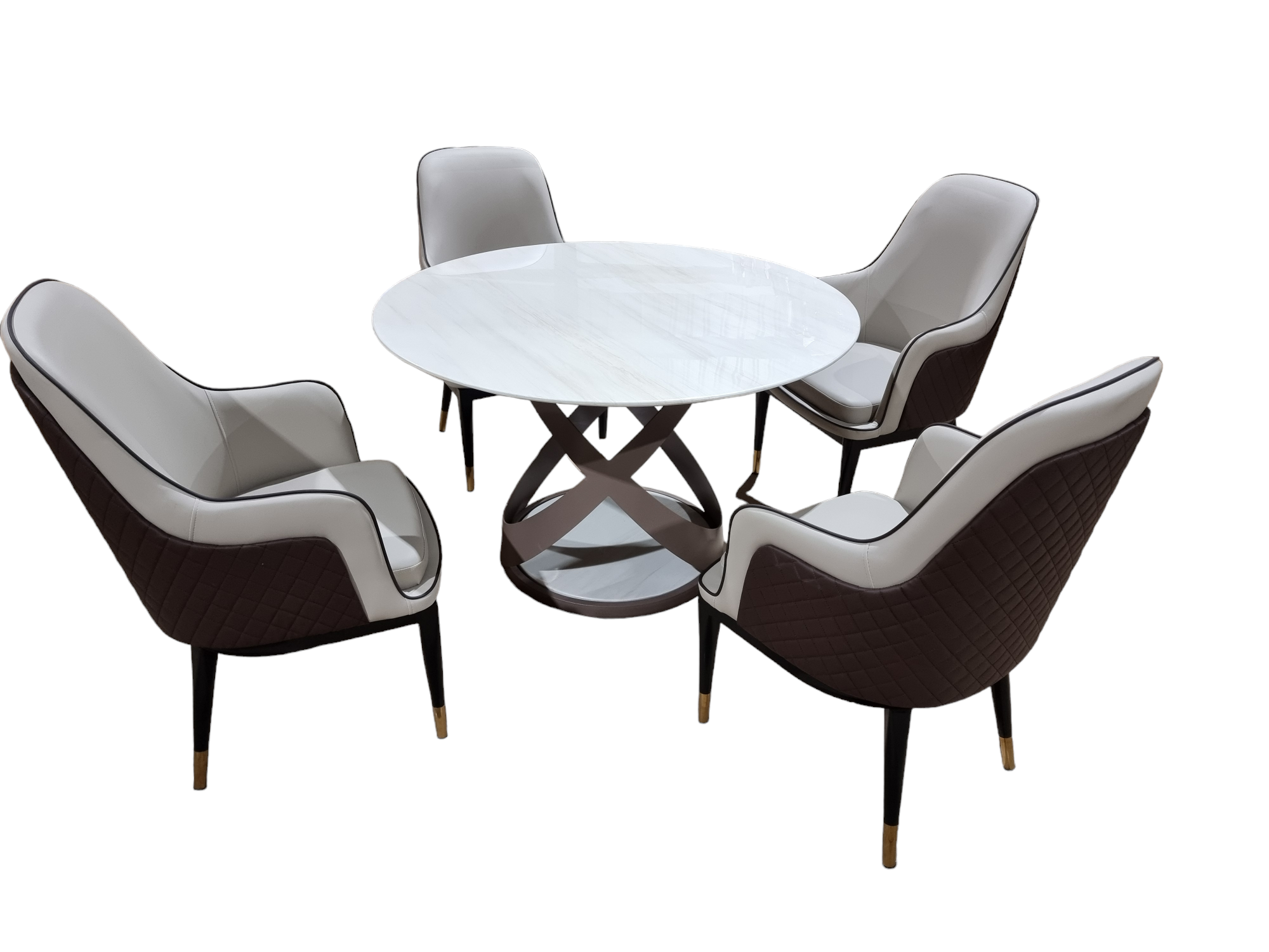 Marble Round Dining Table with Verona Dining Chairs