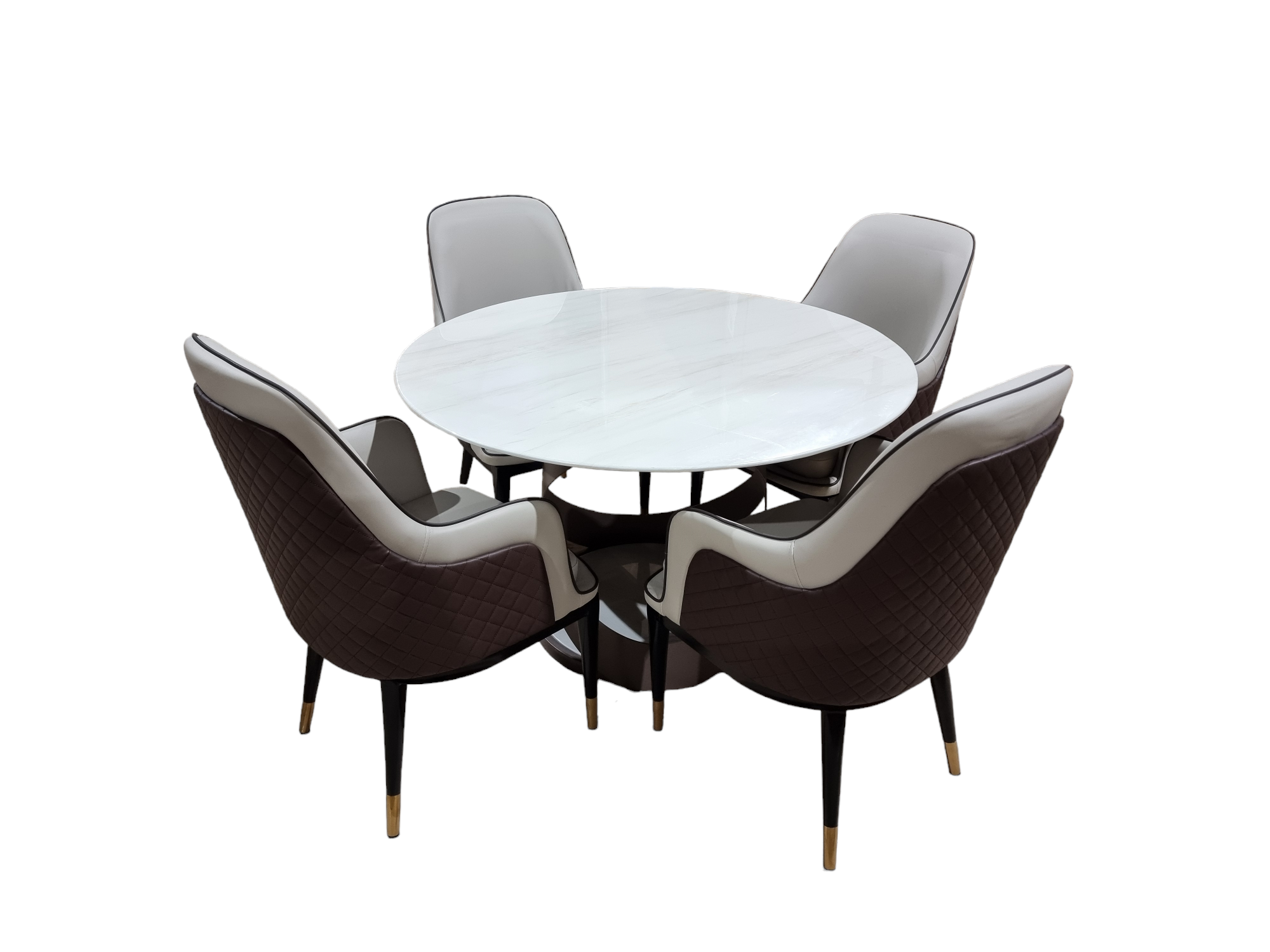 Marble Round Dining Table with Verona Dining Chairs