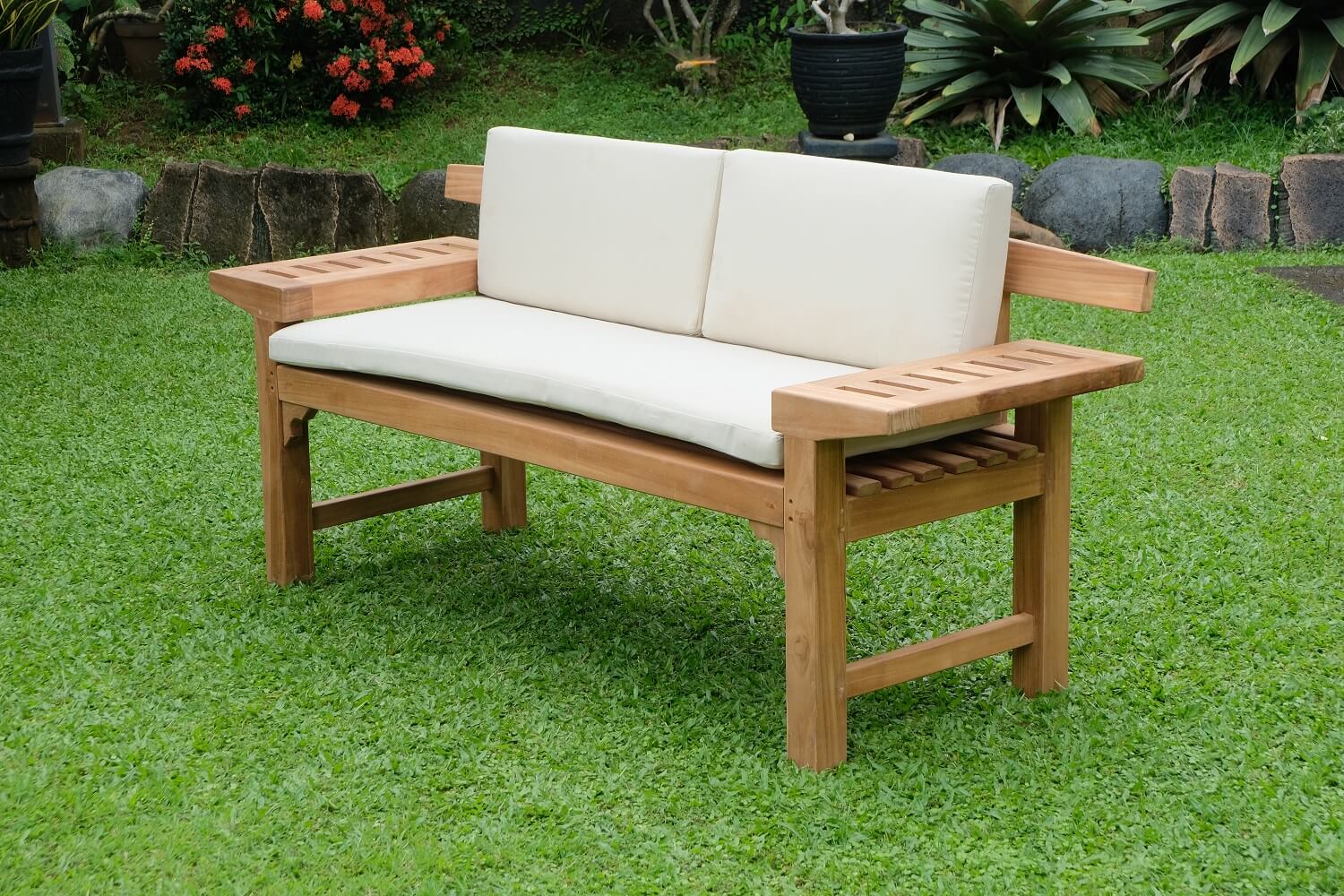 Nevada 3 Seater Extra Thick Teak Garden Bench 1.7m ( Outdoor / Patio Bench)