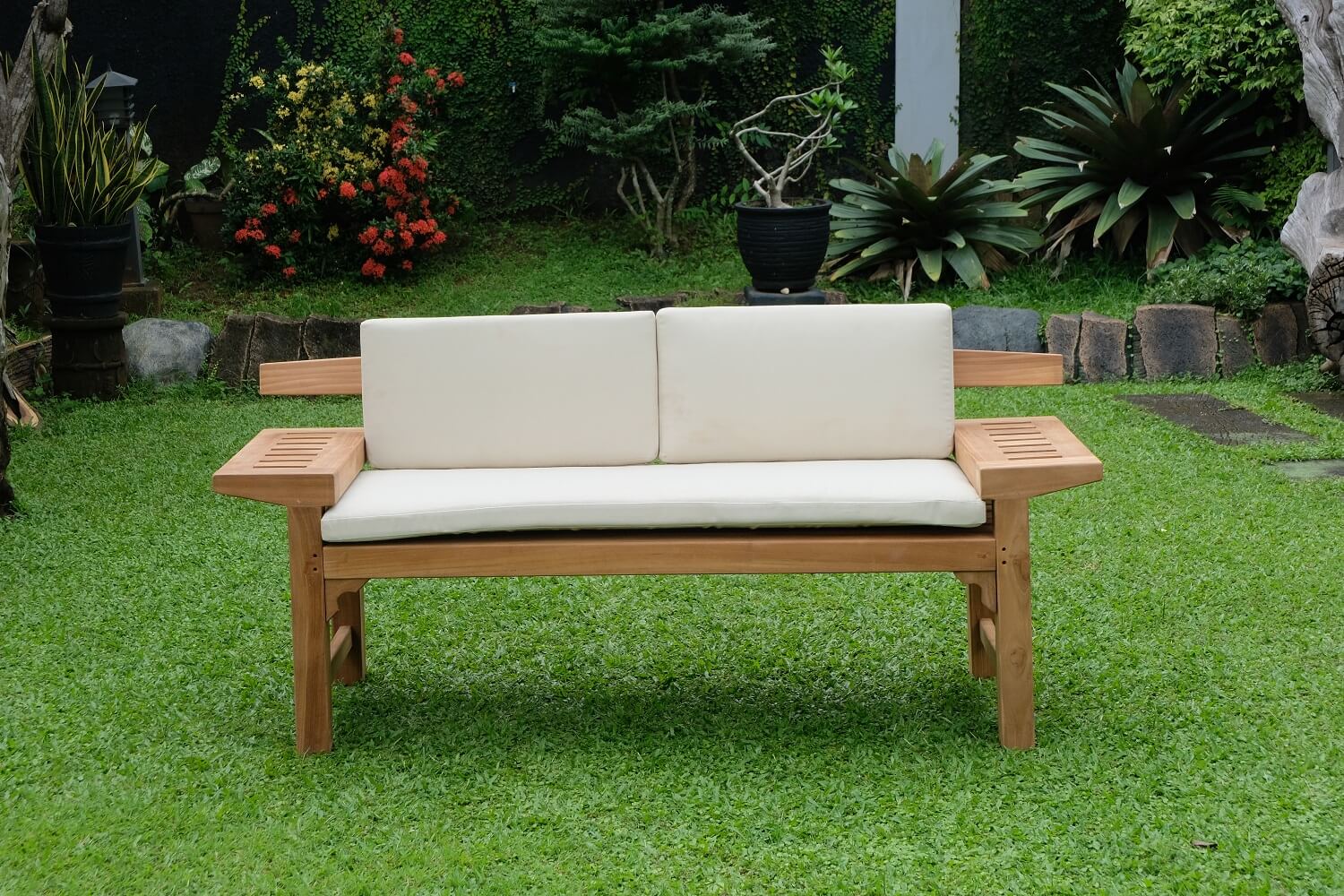 Nevada 3 Seater Extra Thick Teak Garden Bench 1.7m ( Outdoor / Patio Bench)