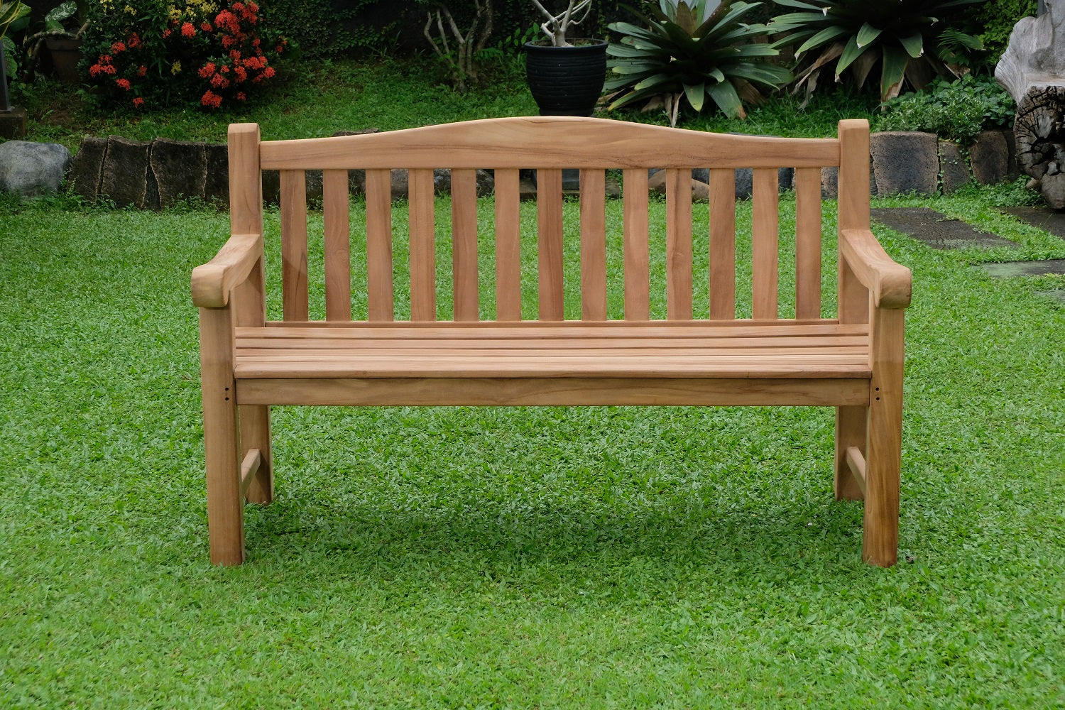 Oxford 3 Seater Thick Teak Garden Bench, 1.5m ( Outdoor / Patio Bench)