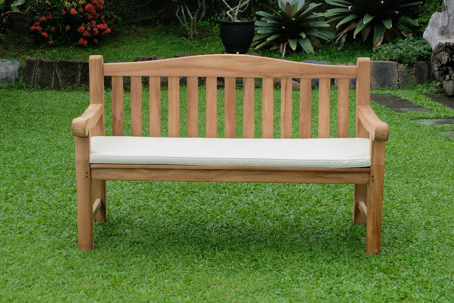 Oxford 3 Seater Thick Teak Garden Bench, 1.5m ( Outdoor / Patio Bench)