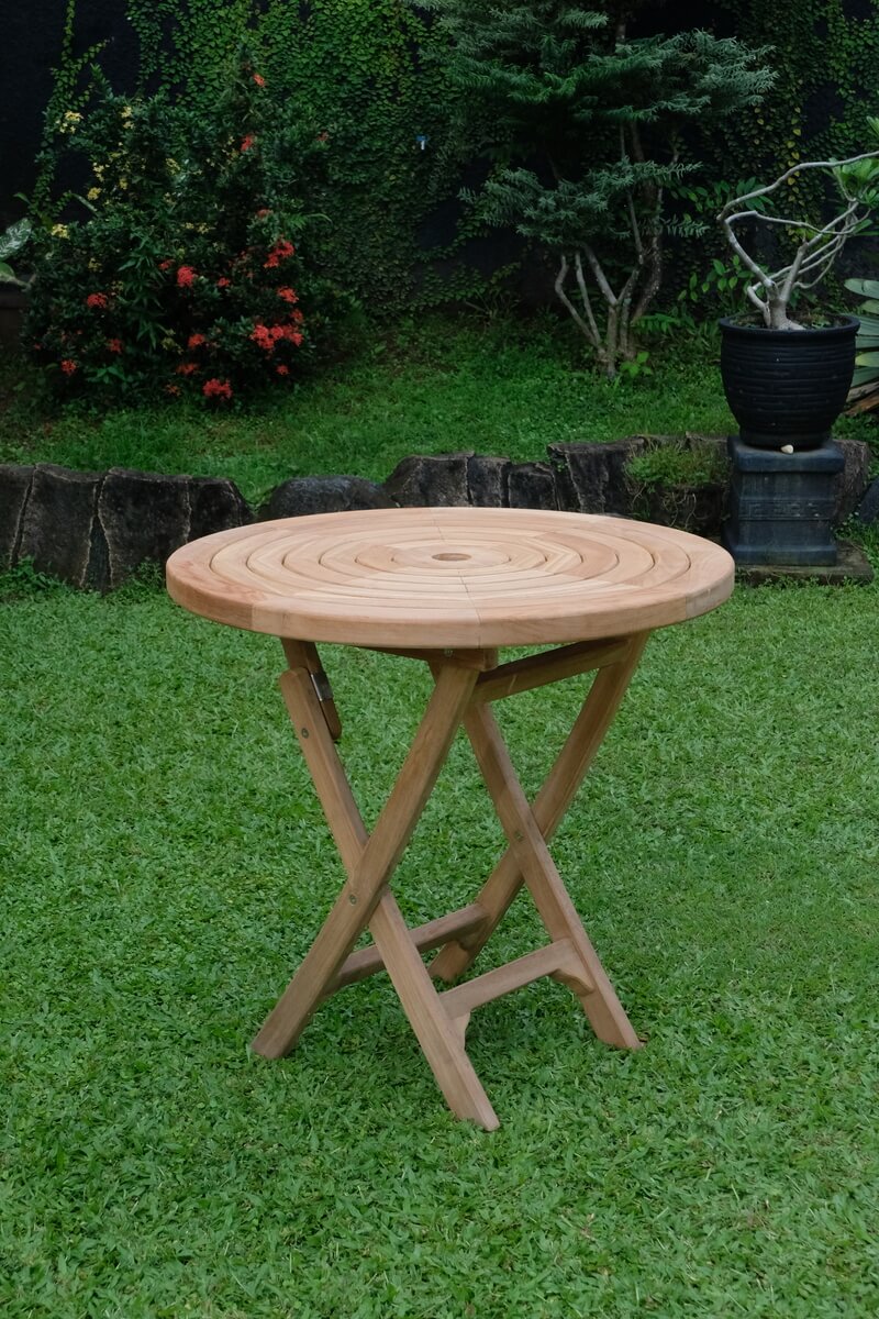 Teak Ripple Table 80cm (4cm Thick Top)