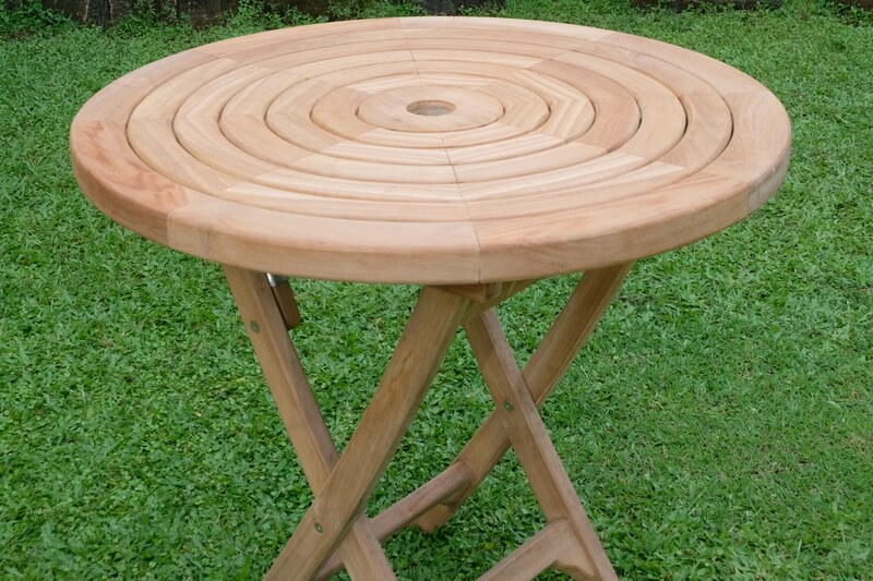 Teak Ripple Table 80cm (4cm Thick Top)