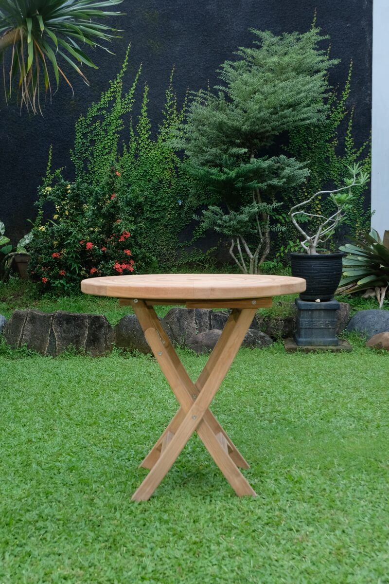 Teak Ripple Table 80cm (4cm Thick Top)
