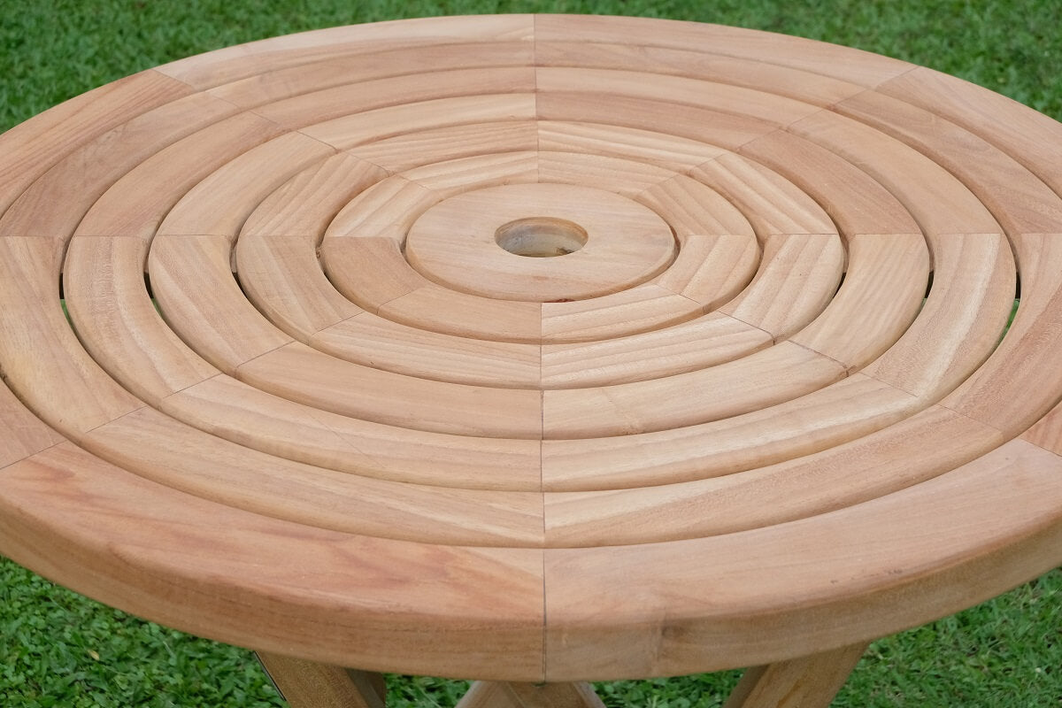 Teak Ripple Table 80cm (4cm Thick Top)