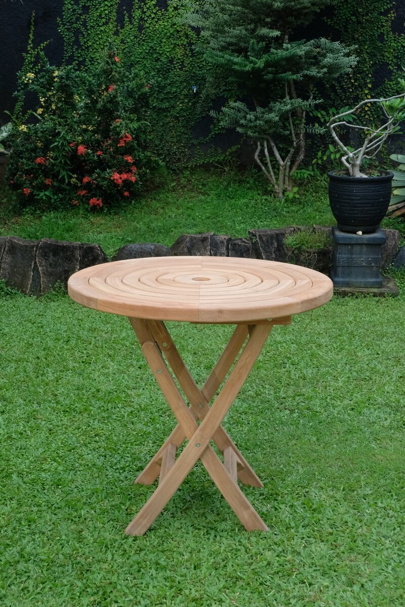 Teak Ripple Table 80cm (4cm Thick Top)