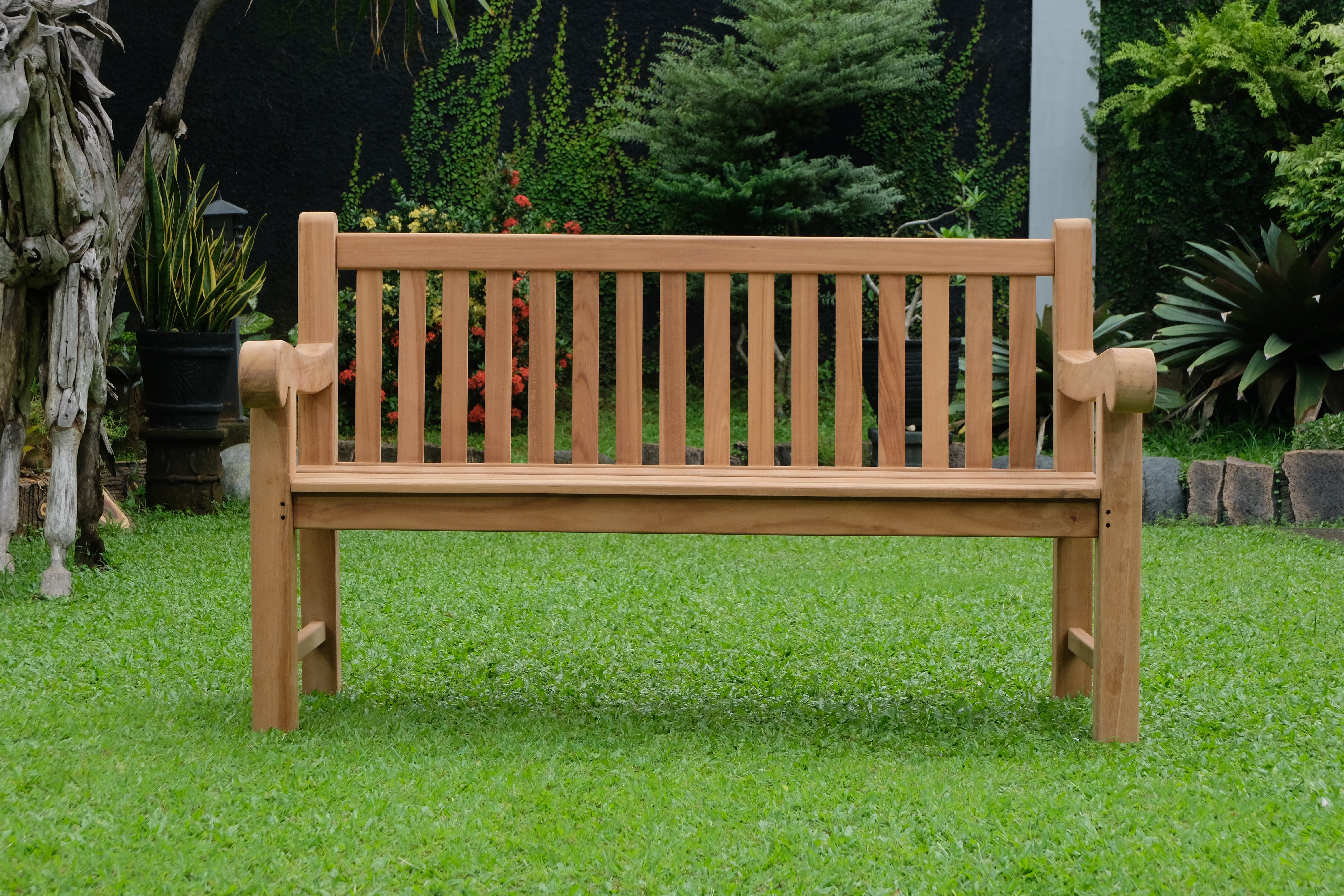 Salisbury 3 Seater Thick Teak Garden Bench, 1.5m ( Outdoor / Patio Bench)